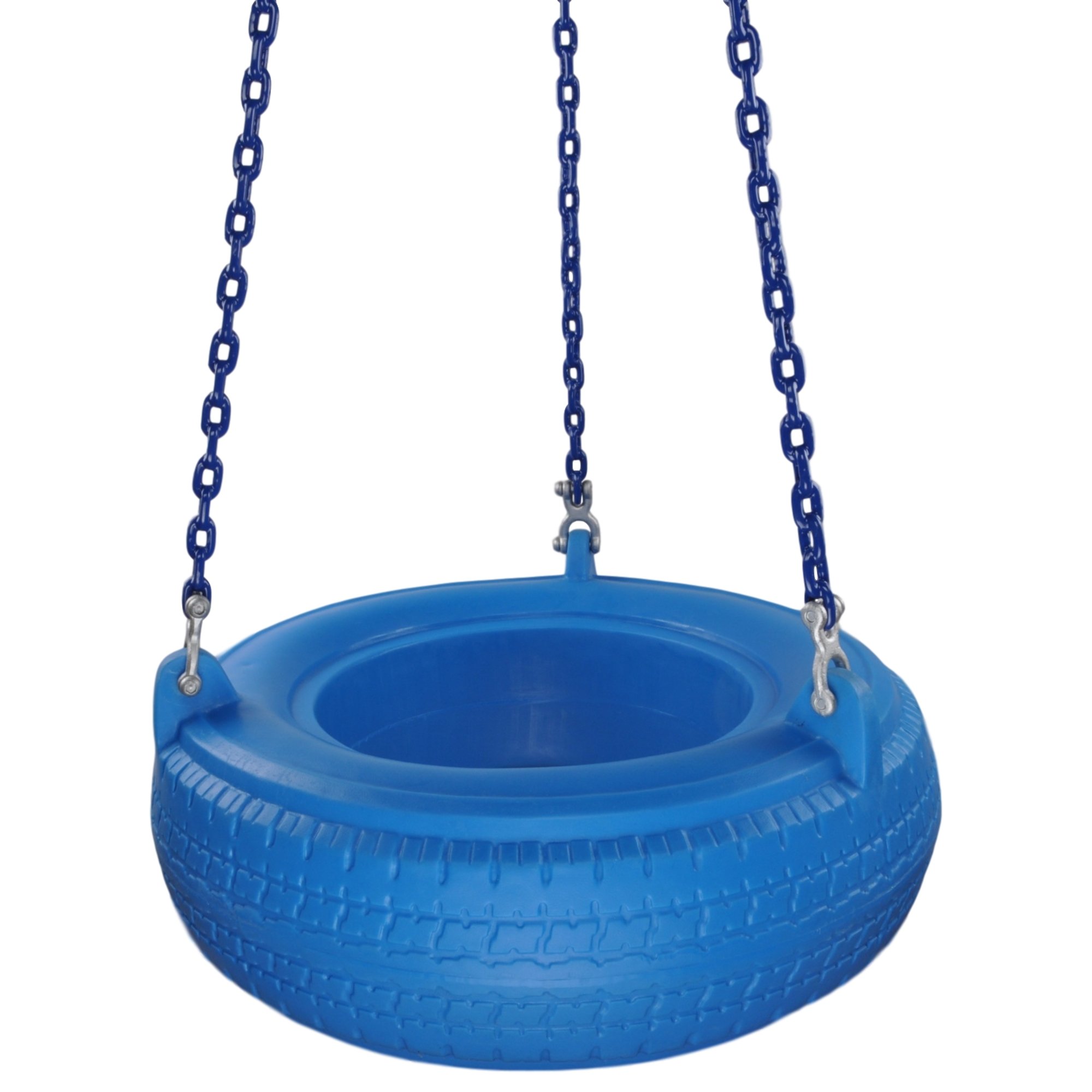 Plastic Tire Swing with Coated Chain - Durable Outdoor Playground Equipment for Kids | Blue Swing Set with SSS Logo Sticker | Perfect for Backyards, Parks & School Playgrounds