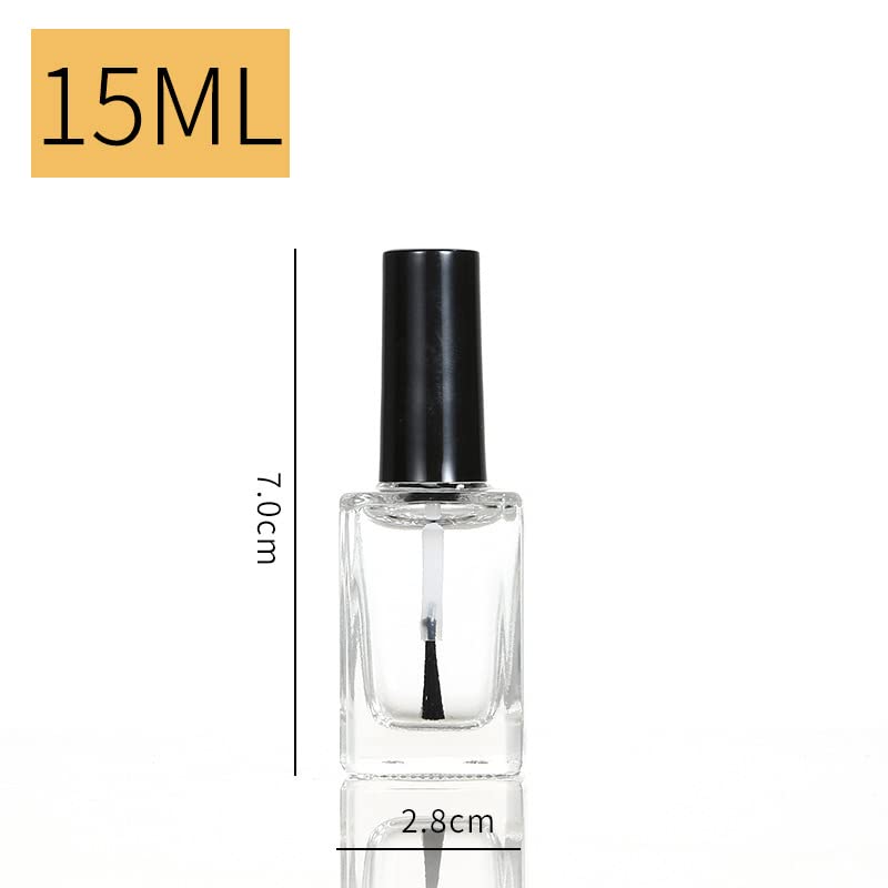 15ml Refillable Square Nail Polish Bottles with Brush - 10 Pack for Nail Art & DIY Makeup