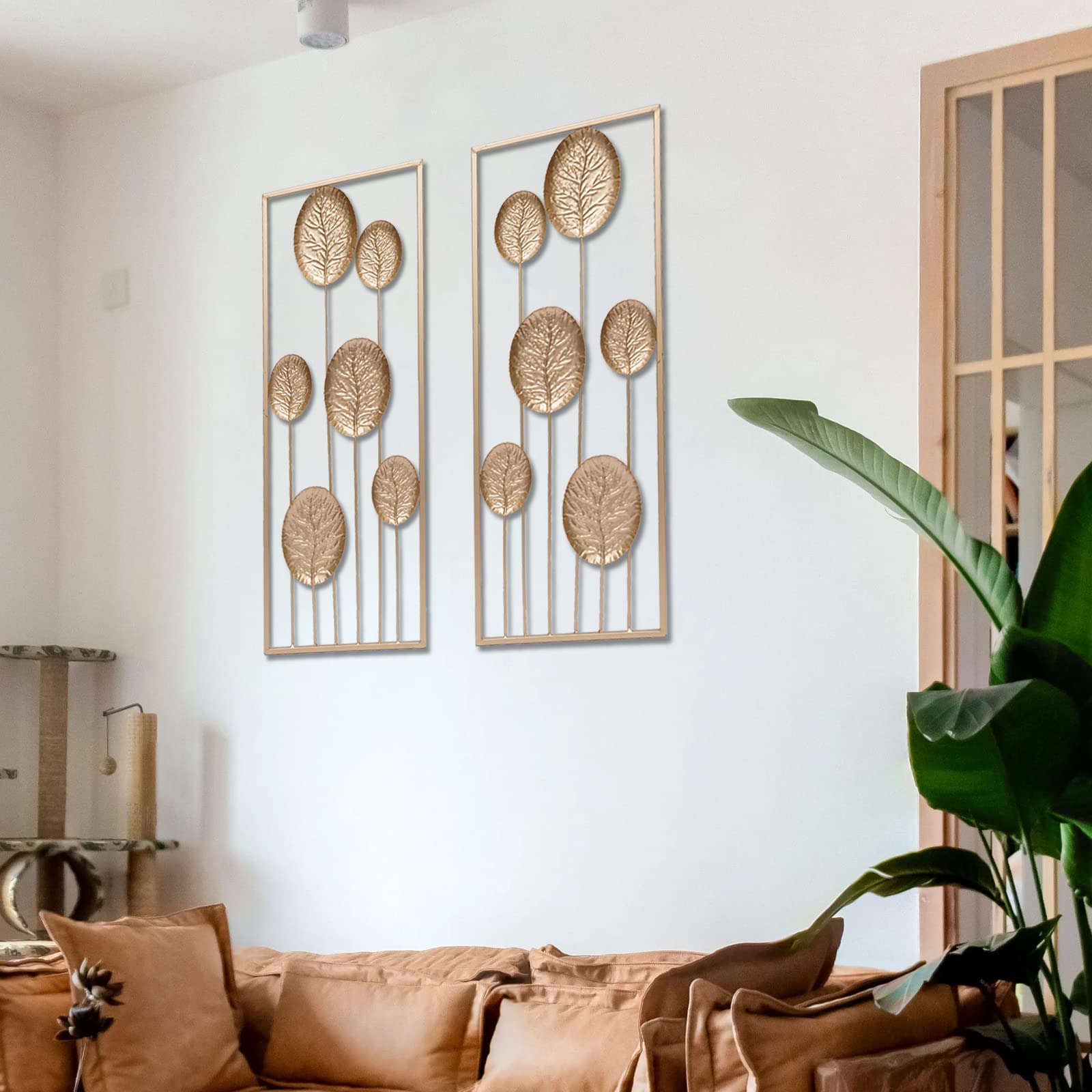 Set of 2 Gold Metal Wall Decor - 33.5
