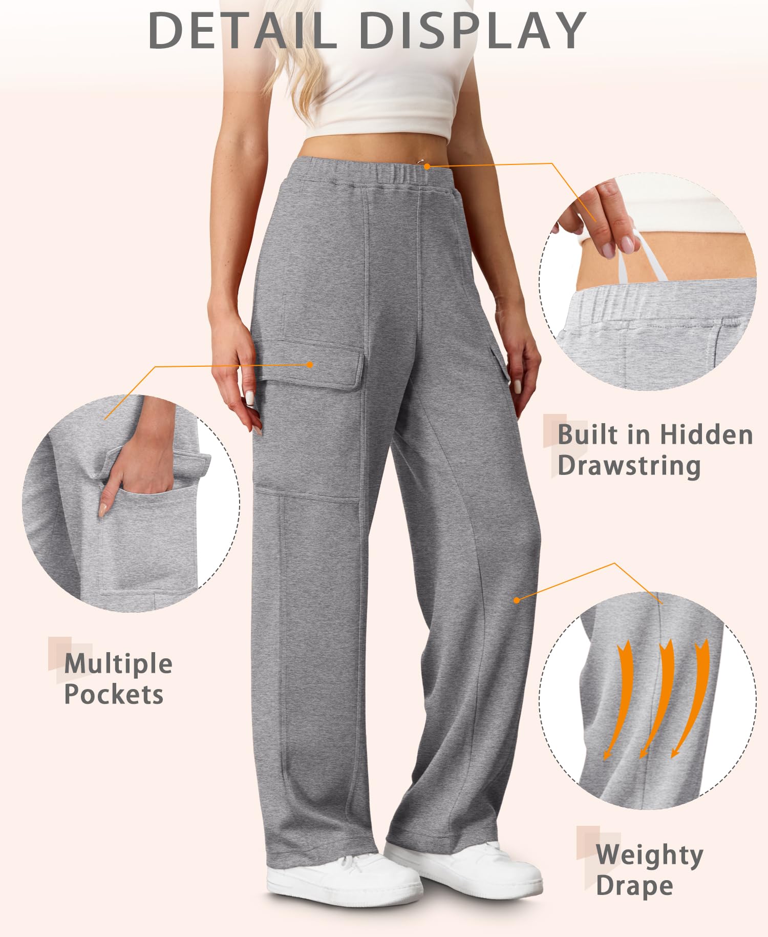 Women's Cargo Sweatpants - Baggy Wide Leg Joggers with Pockets | Comfy Casual Athletic Pants for Fall 2024 Fashion | Perfect for Workouts, Lounging & Streetwear Outfits