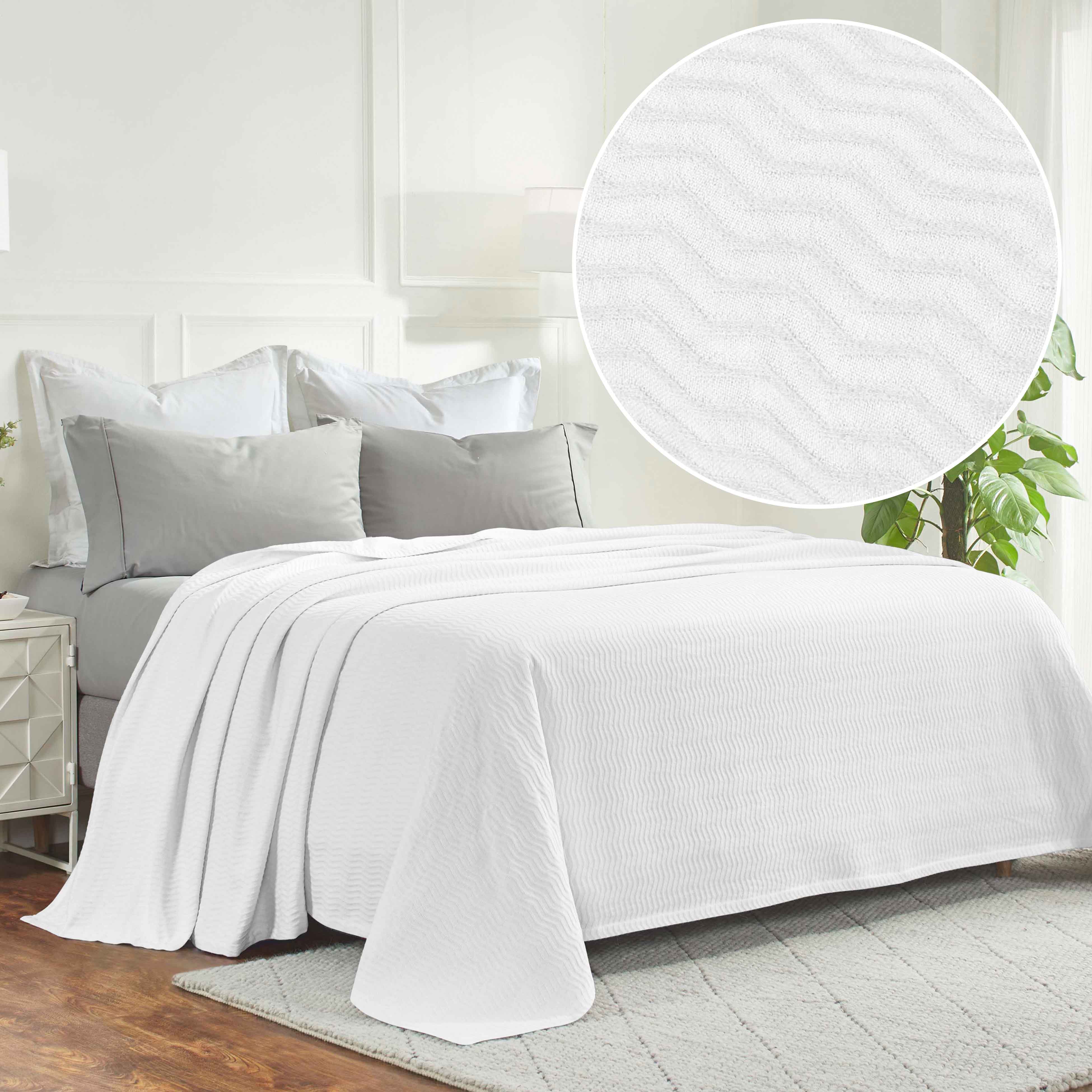 Jena Cotton Textured Chevron Lightweight Woven Blanket - Soft & Breathable Throw for Sofa, Bed & Outdoor Use - Cozy Home Decor & Picnic Essential