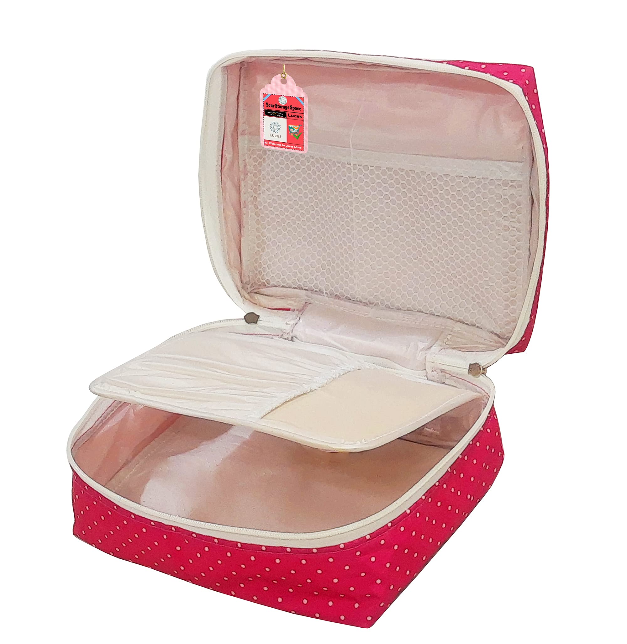 Pink Makeup Storage Box & Jewelry Organizer for Women - Portable Cosmetic Vanity Case, Toiletry Travel Pouch, Wardrobe Accessory - Perfect for Travel, Home & Daily Use