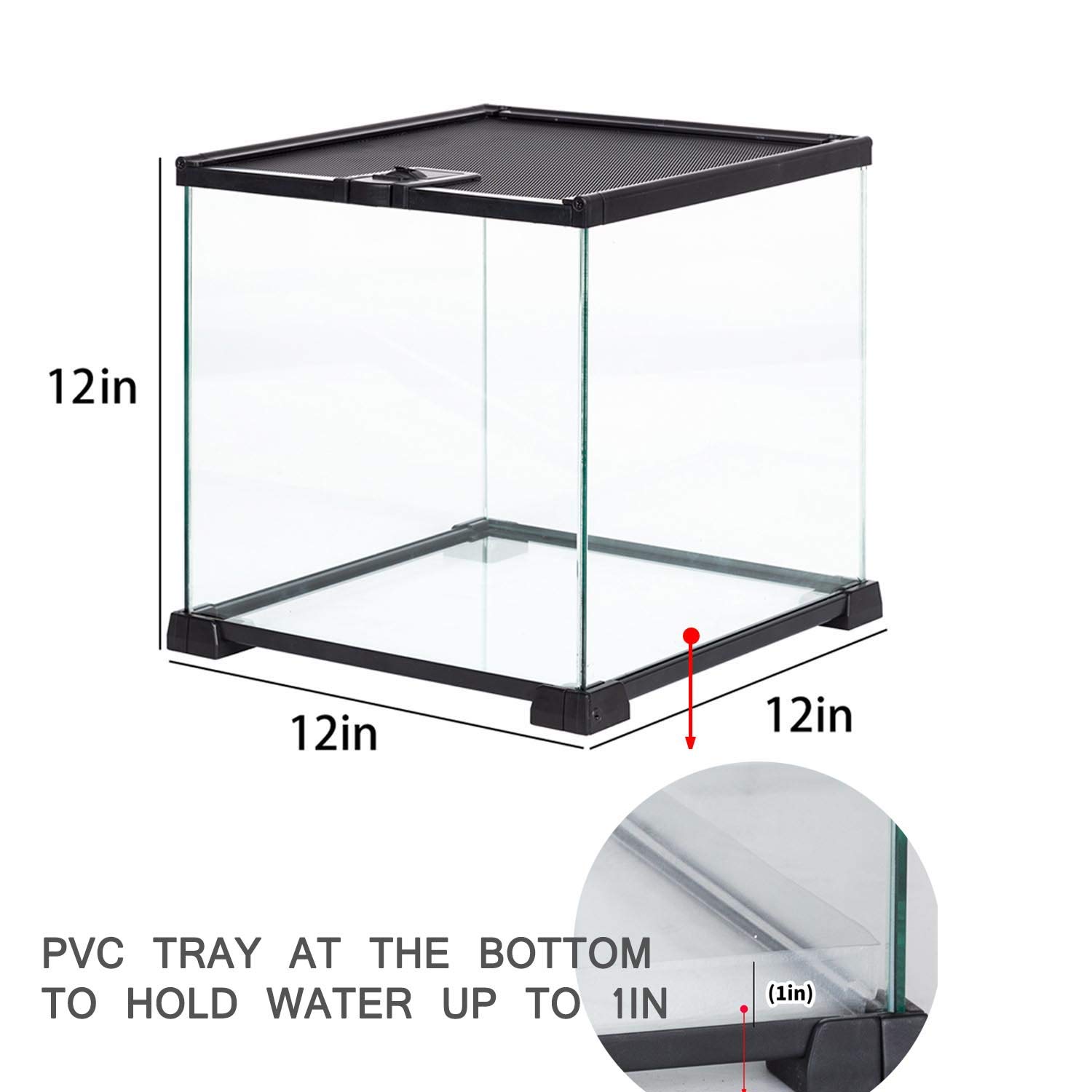 REPTIZOO 8 Gallon Small Glass Terrarium Tank - 12
