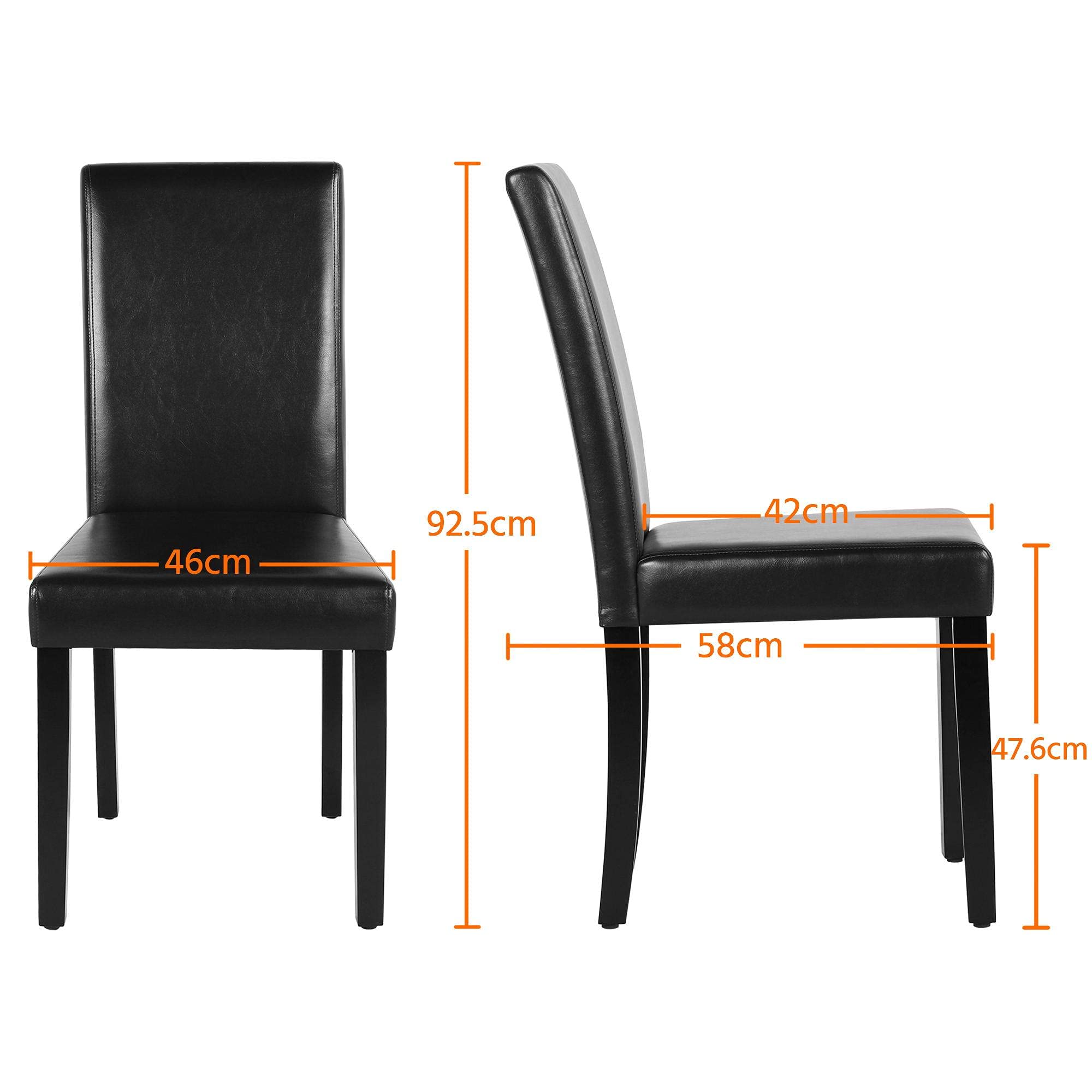 Yaheetech 4-Piece Modern Faux Leather Dining Chairs Set - High Back Padded Kitchen Chairs with Sturdy Metal Legs for Home, Restaurant & Office Use - Comfortable Seating for Dining Room, Kitchen & Commercial Spaces - Black