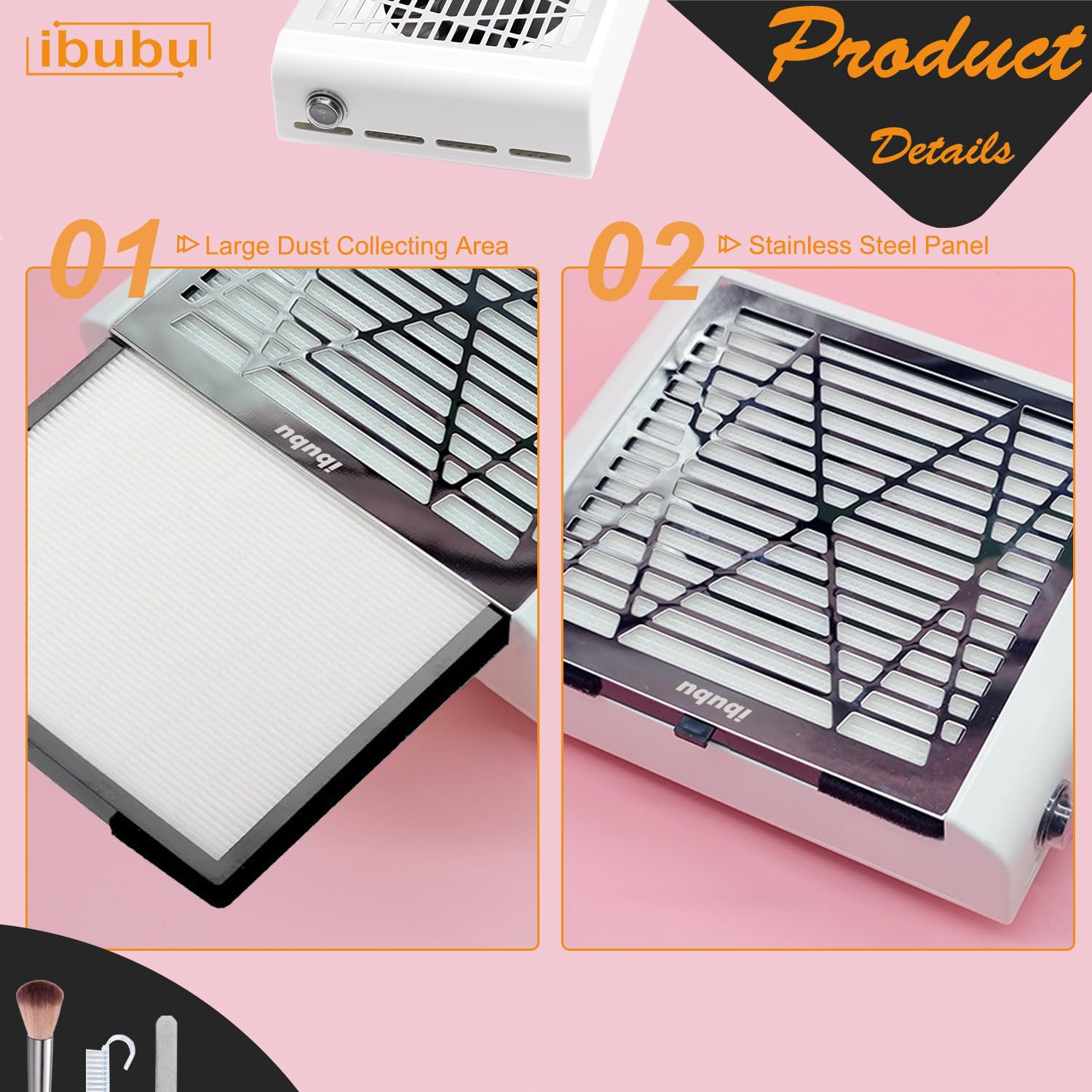 Electric Nail Dust Collector with Strong Suction - Professional Nail Salon Vacuum Cleaner for Acrylic Powder & Dust Extraction | Includes Multiple Nail Tool Kits | Perfect for Manicure, Pedicure & Nail Art Studios (White)