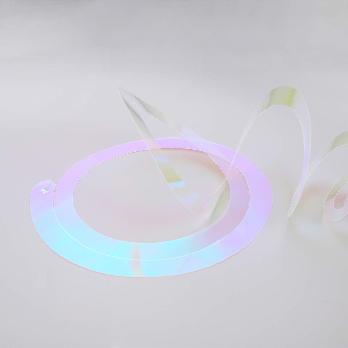 Iridescent White Swirl Hanging Decorations - Shimmer Plastic Streamers for Ceiling & Party Supplies | Perfect for Birthday, Graduation, Bachelorette, Wedding, Baby Shower, Christmas & New Year Celebrations | Create Stunning Party Backdrops & Photo Booth Decor