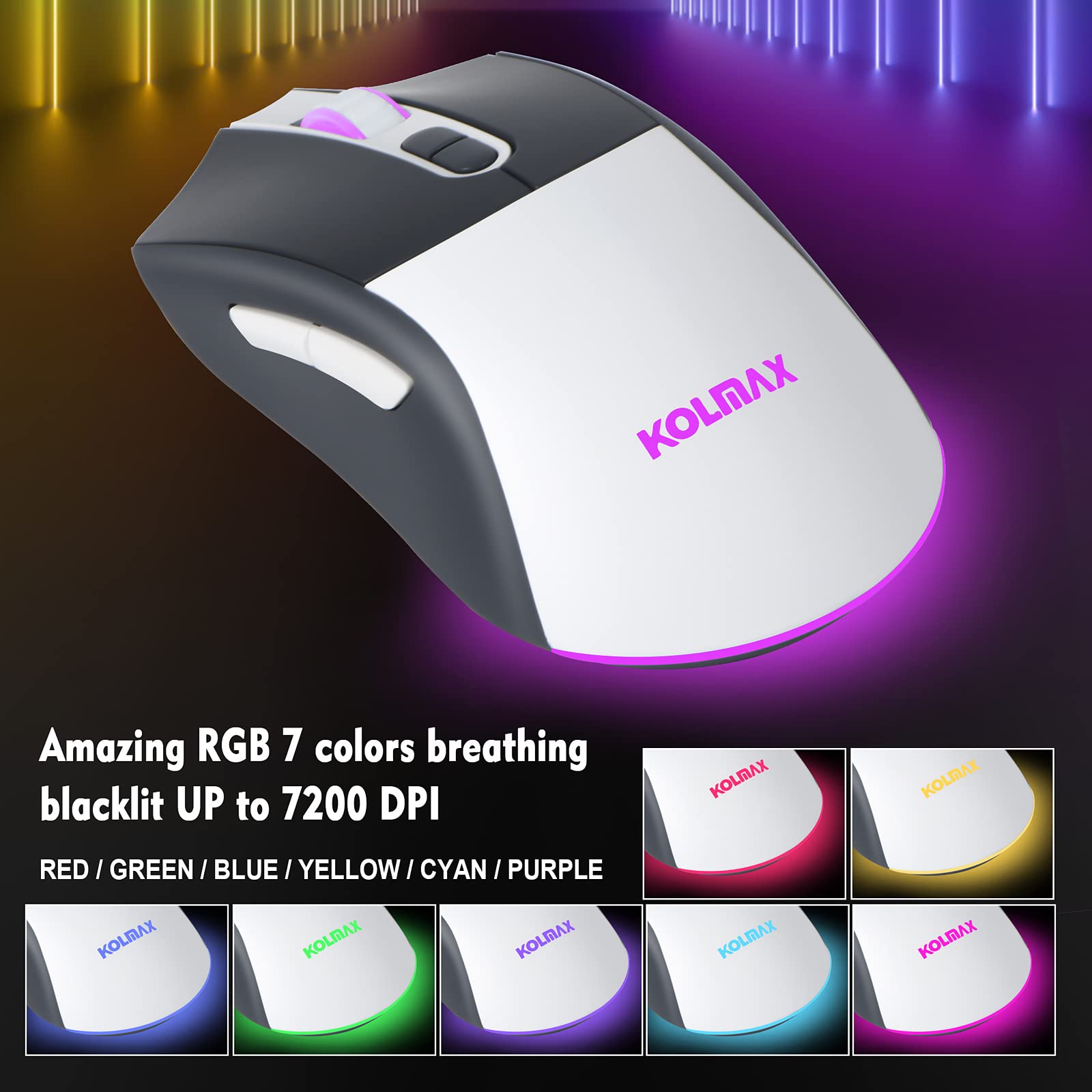 CK98 Wireless Gaming Keyboard and Mouse Combo - Rechargeable RGB Backlit Mechanical Feel Keyboard (98 Keys) & 3200DPI Gaming Mouse for PC/Mac - Grey & White | Perfect for Esports, Streaming & Office Work