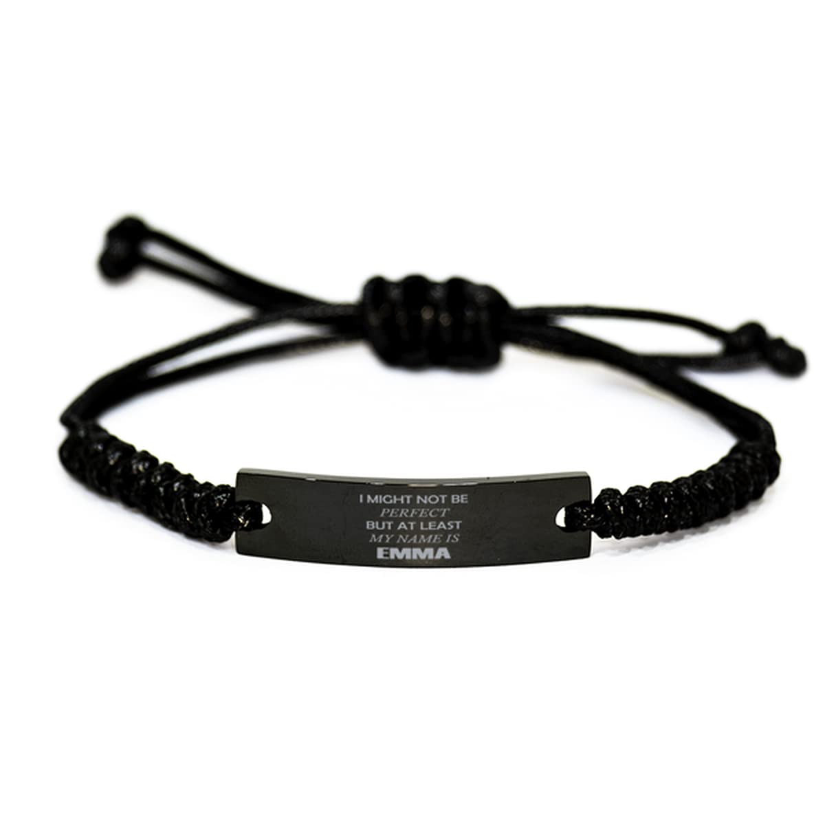 Emma Bracelet - Black Rope Bracelet for Men & Women | Thoughtful Gift for Stepson, Grandma, Father, Sibling, Best Friend | Perfect Birthday Present for Grandparents, Stepbrother, Nephew | Ideal for Everyday Wear, Special Occasions & Gift-Giving