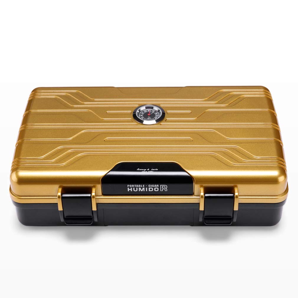 Premium Portable Cigar Humidor Box - Waterproof Travel Cigar Case with Alloy Construction | Dustproof & Lightweight Cigar Holder Storage for 10 Cigars | Perfect Gift for Men | Ideal for Travel, Camping & Outdoor Activities