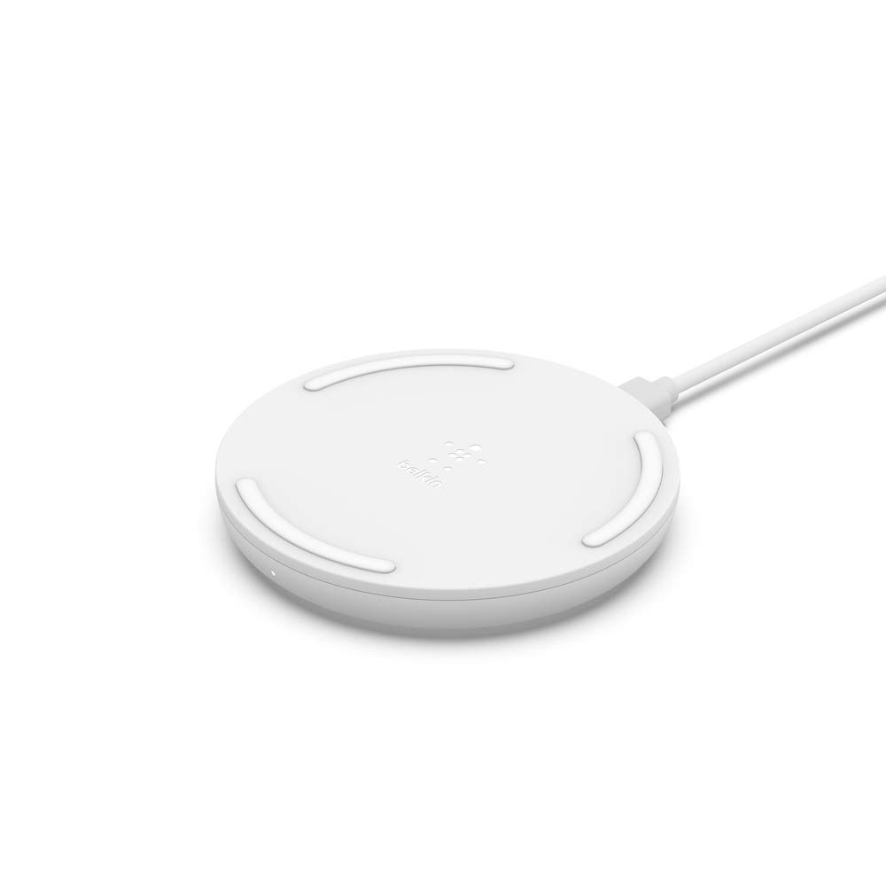 Belkin 10W Qi-Certified Wireless Charging Pad - Fast Wireless Charger for iPhone 15/14/13, Samsung Galaxy S23/S22, AirPods Pro - Compatible with All Qi-Enabled Devices - Perfect for Home, Office & Nightstand Charging While Streaming Music & Videos - White