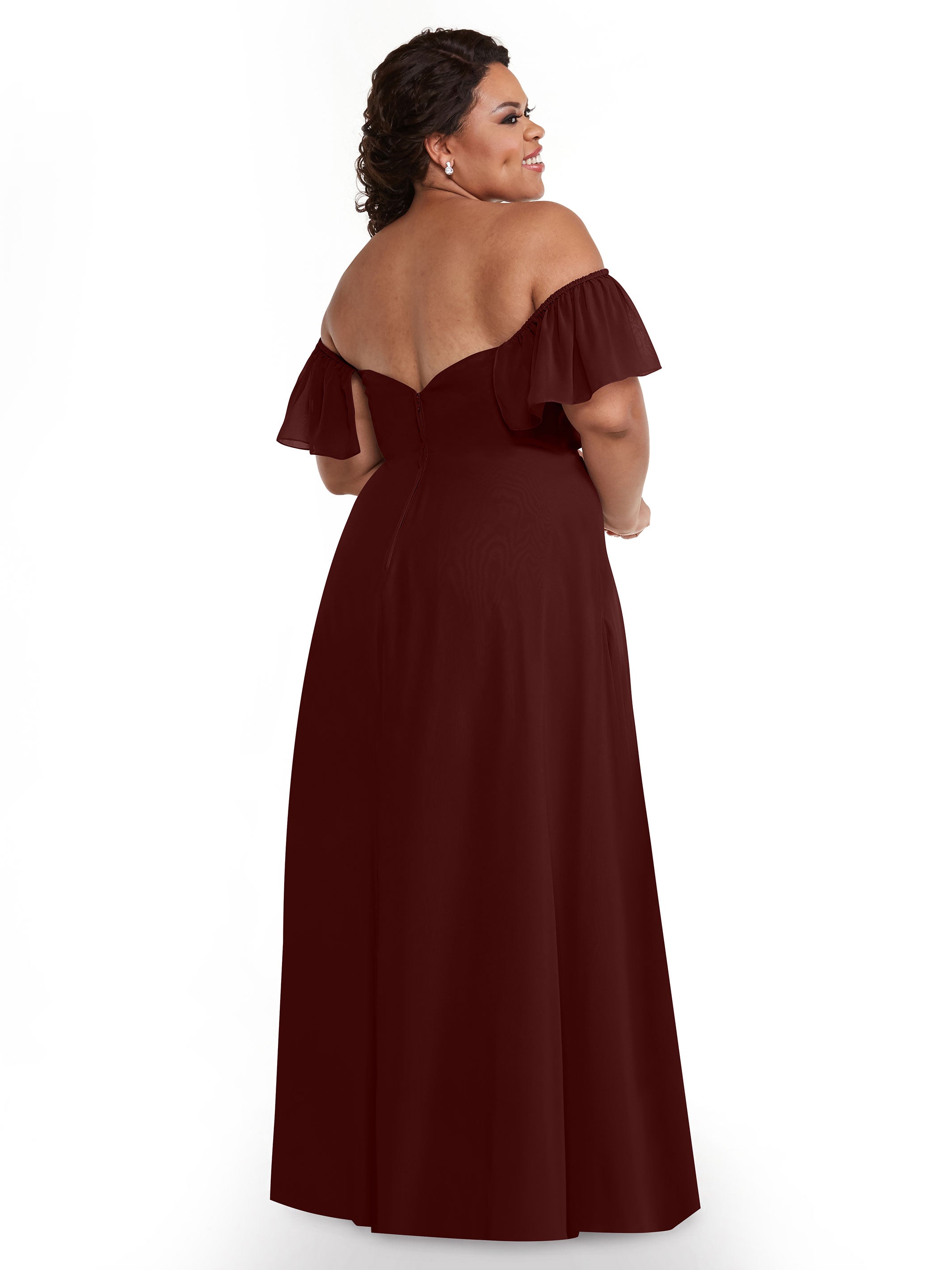 Elegant A-Line Off-The-Shoulder Chiffon Bridesmaid Dress with Pockets - Perfect for Weddings, Formal Events & Special Occasions