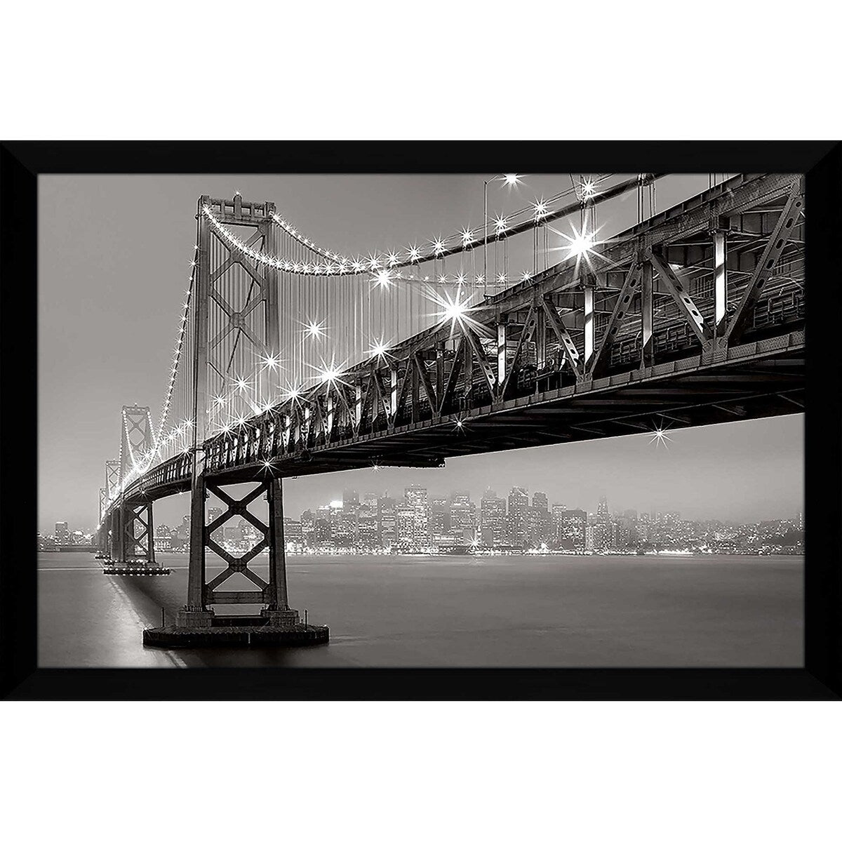 Bay Bridge at Night Acrylic Wall Art Print - Stunning Cityscape Decor for Living Room, Office & Bedroom