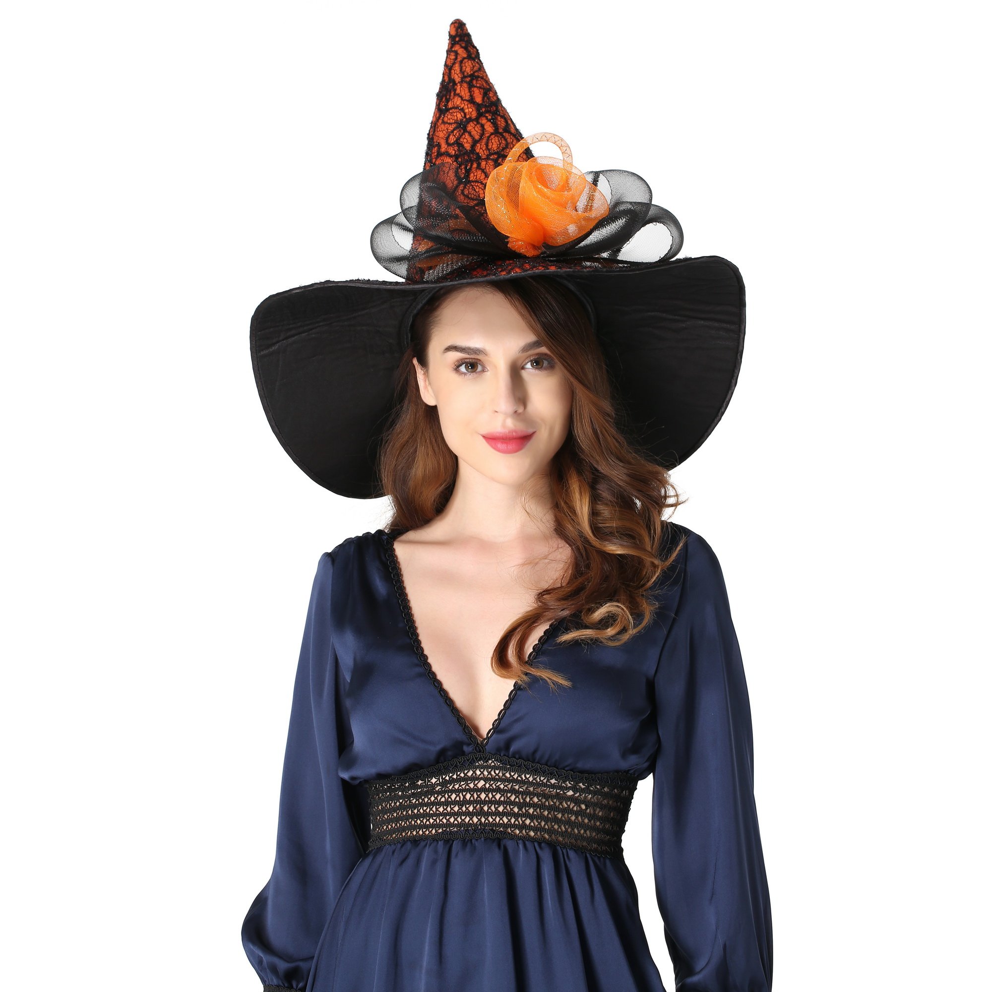 LED Witch Hat with Light Up Steeple Top - Black Halloween Costume Accessory for Women, Perfect for Halloween Parties, Cosplay, and Themed Events