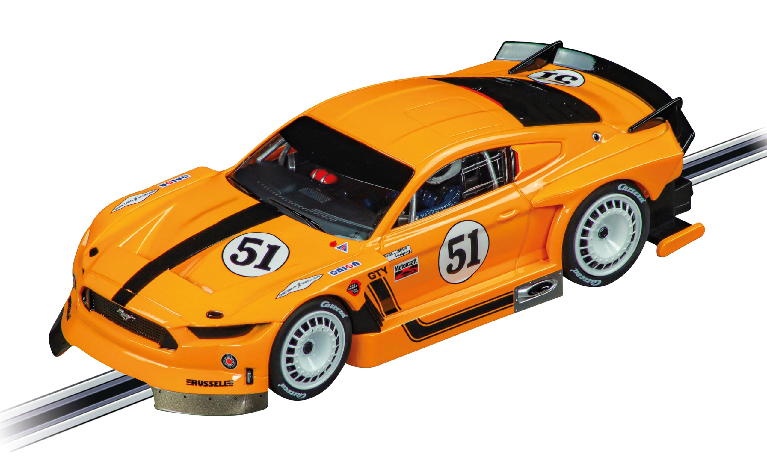 1:32 Scale Ford Mustang GTY Slot Car - Carrera 27788 No.51 Evolution Analog Racing Model | Perfect for Home Racing Tracks & Collector Displays