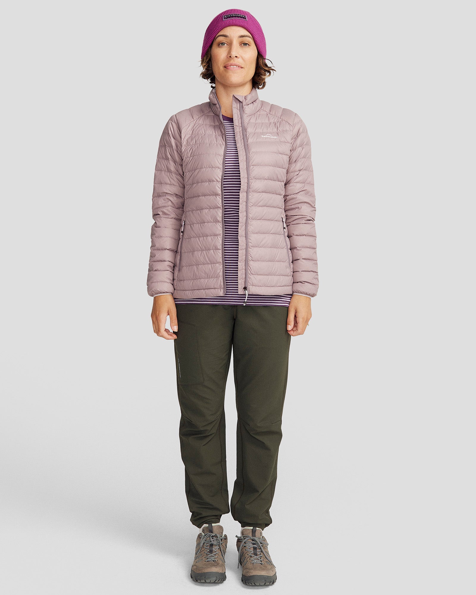 Women's Heli Down Jacket 4.0 - Lightweight Warm Winter Coat with Thistle Color, Perfect for Skiing, Hiking & Outdoor Adventures