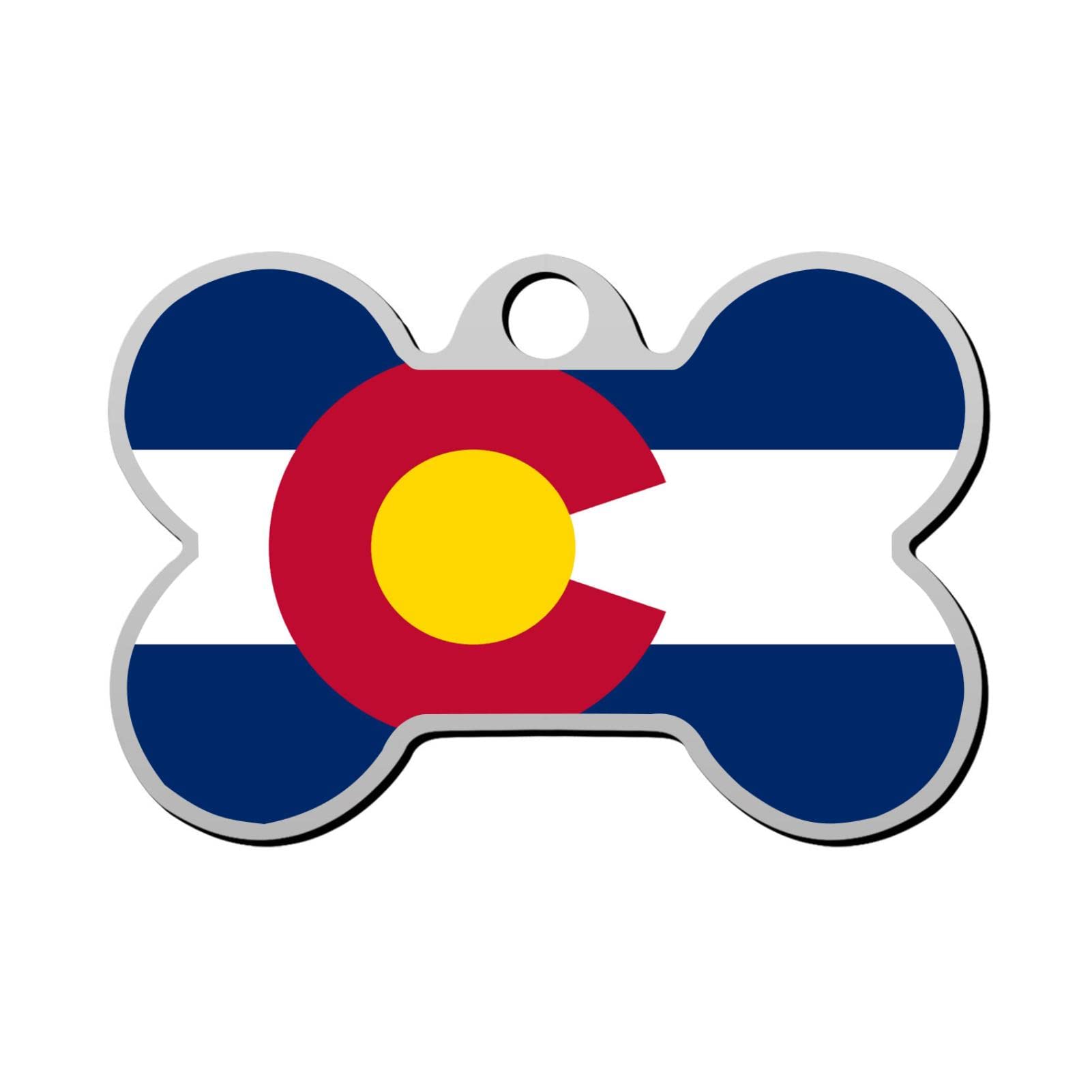 Personalized Colorado Flag Pet ID Tag - Custom Bone Shaped Dog & Cat Tags with 3D Printed Name & Phone Number | Perfect for Travel, Hiking & Outdoor Adventures