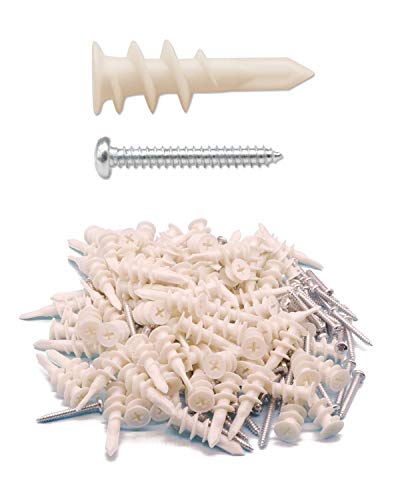 IMScrews 100-Piece Plastic Self-Drilling Drywall Anchors & Screws Assortment Kit - Includes 50 Screws & 50 Drywall Anchors for Secure Wall Mounting - Perfect for Hanging Pictures, Shelves, Mirrors & Home Decor