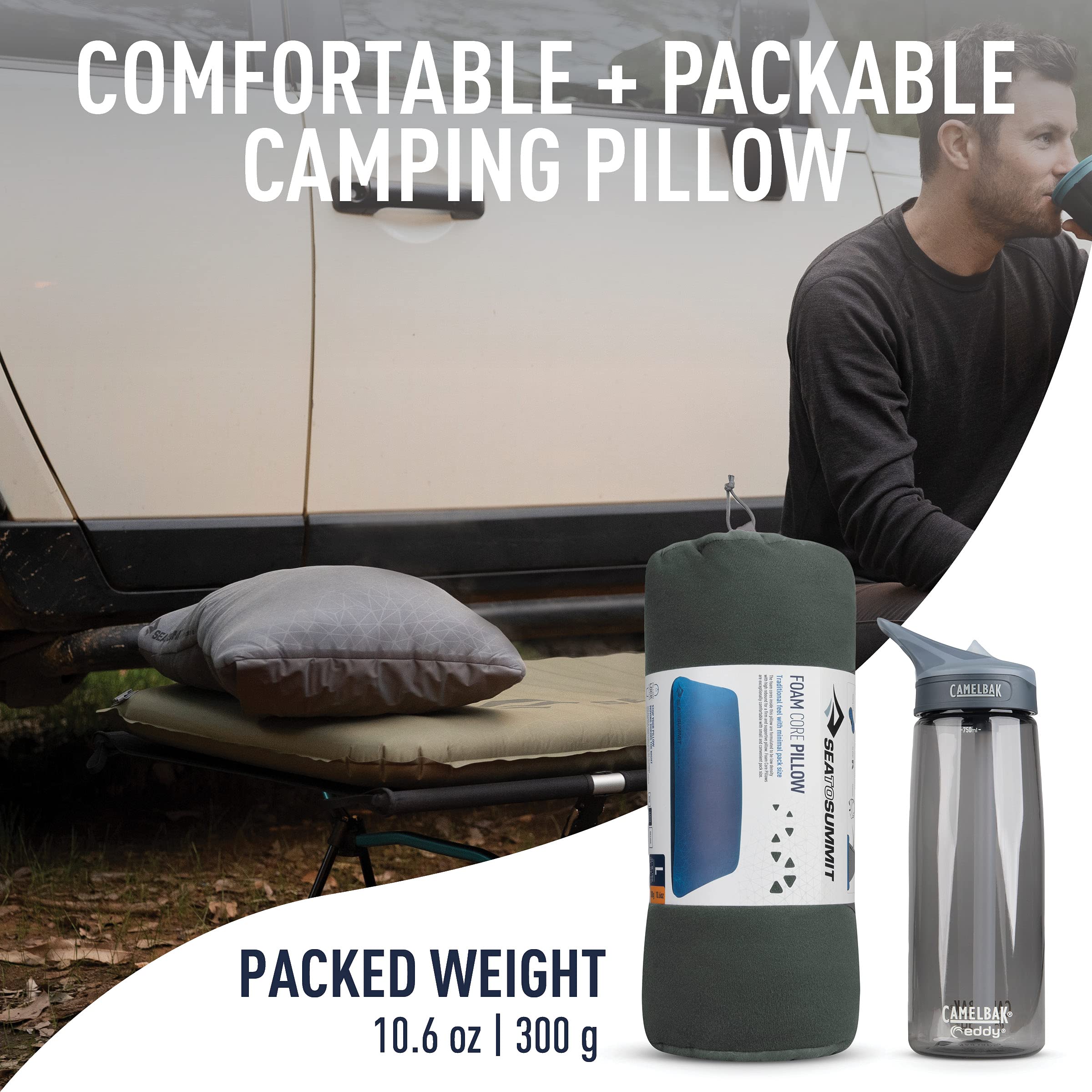 Sea to Summit FoamCore Camping Pillow - Lightweight Travel Pillow for Backpacking, Hiking & Airplane Use | Compact & Comfortable Sleep Solution