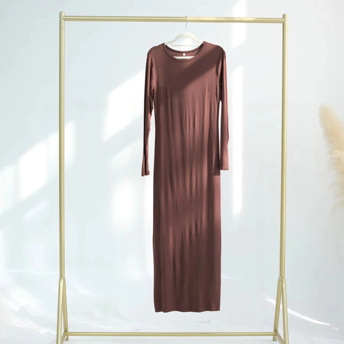 Stretchy Long Sleeve Abaya Inner Underdress Slip - Modest Muslim Prayer Dress for Women - Perfect for Daily Wear, Prayer & Special Occasions