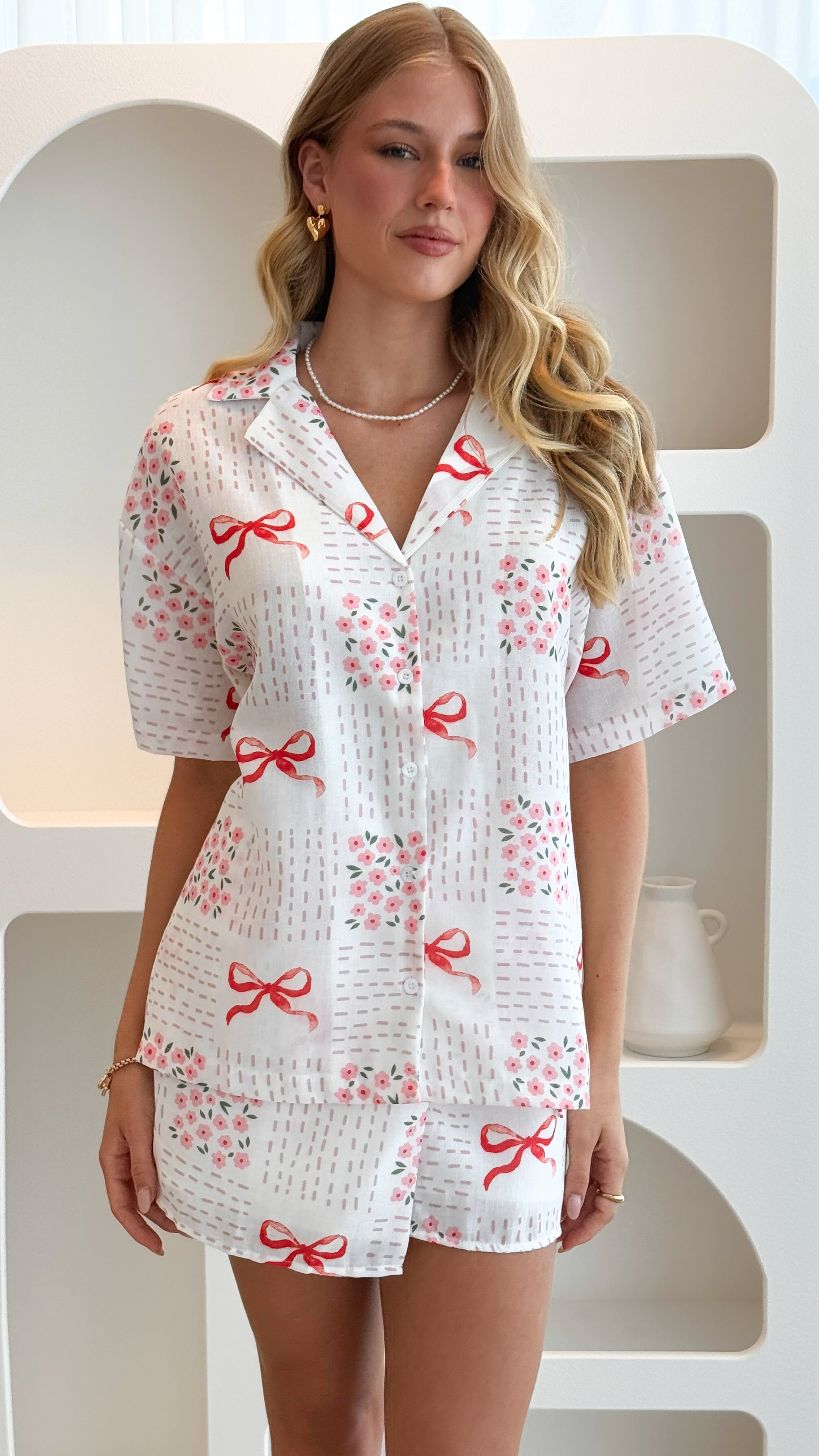 Abilene Button Up Shirt for Women | Sweet Bow Pink Blouse | Office Wear, Casual Outfits & Special Occasions