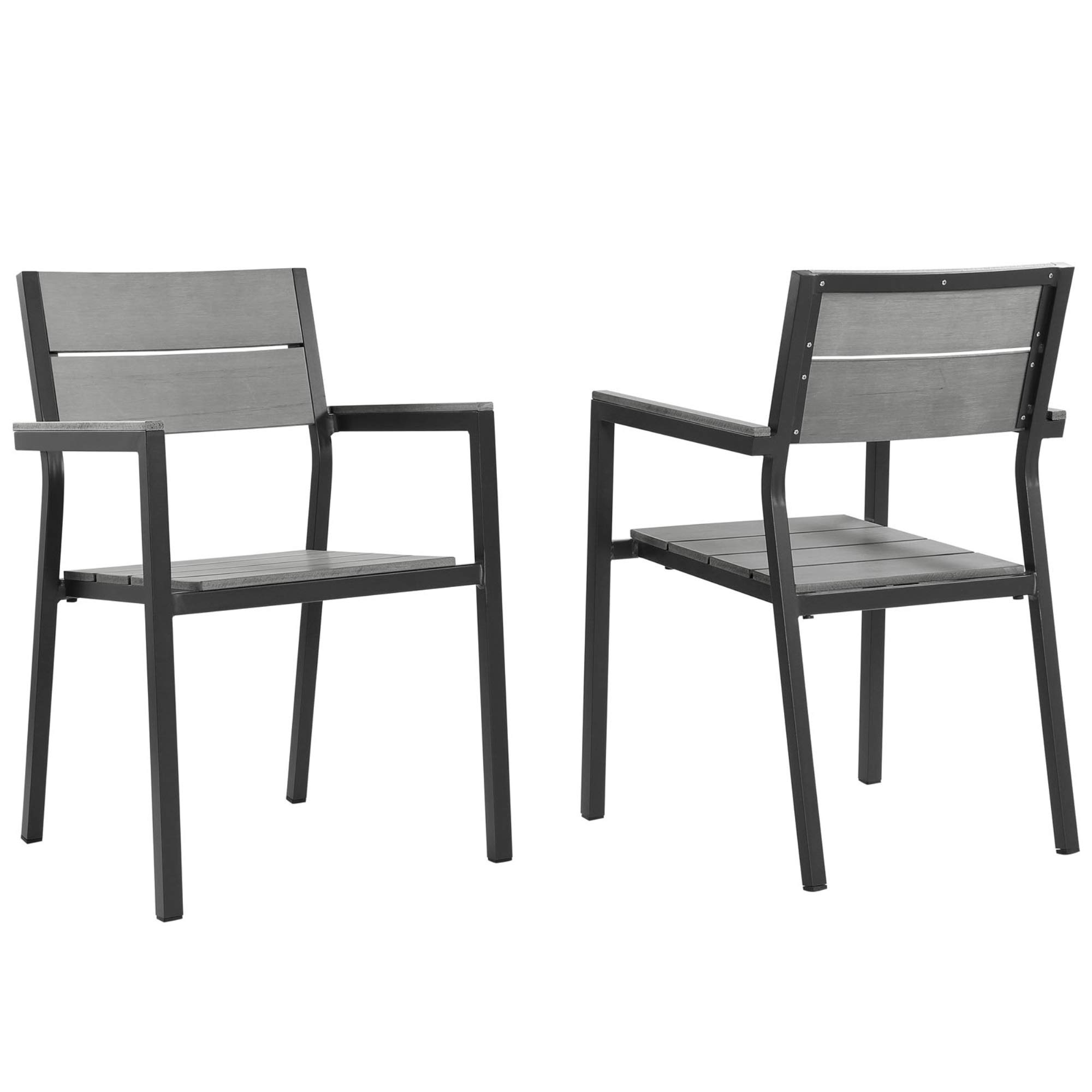 Ergode Maine Outdoor Patio Dining Armchair Set of 2 - Weather-Resistant Synthetic Wood Grain & Powder-Coated Aluminum Frame - Modern Patio Furniture for Backyard, Garden, Poolside Dining and Relaxation