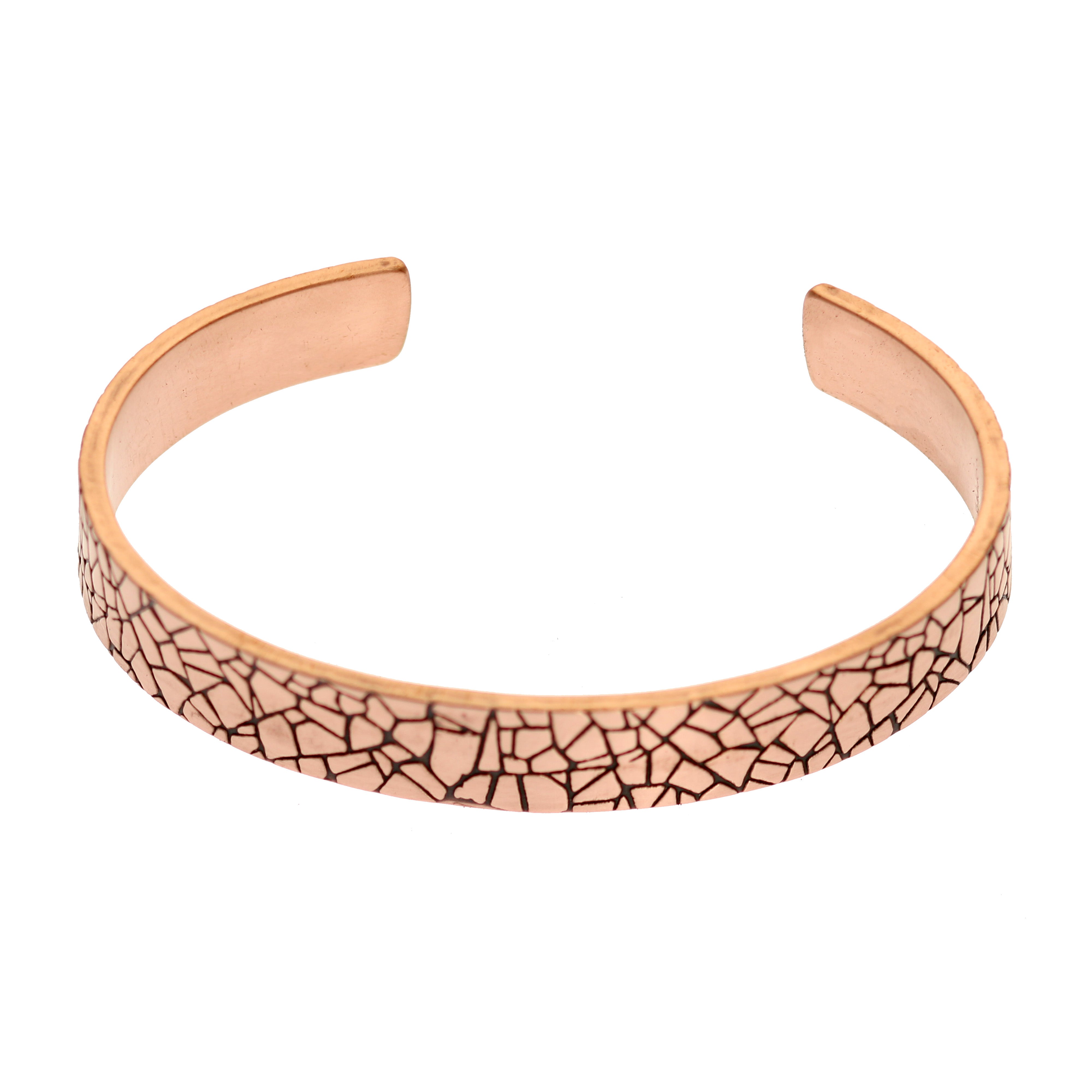 Men's Embossed Mosaic Solid Copper Cuff Bracelet - 10mm Wide Handmade Bangle for Casual Wear & Gift Giving