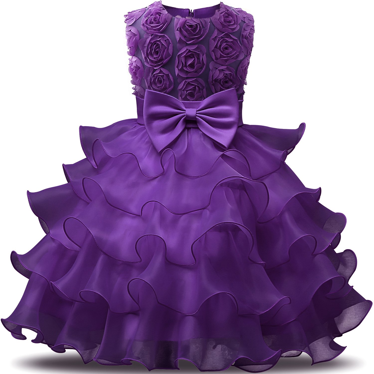 NNJXD Girls Lace Ruffle Party Dress - Elegant Flower Girl Wedding Dresses for Kids - Perfect for Birthday Parties, Pageants & Special Occasions