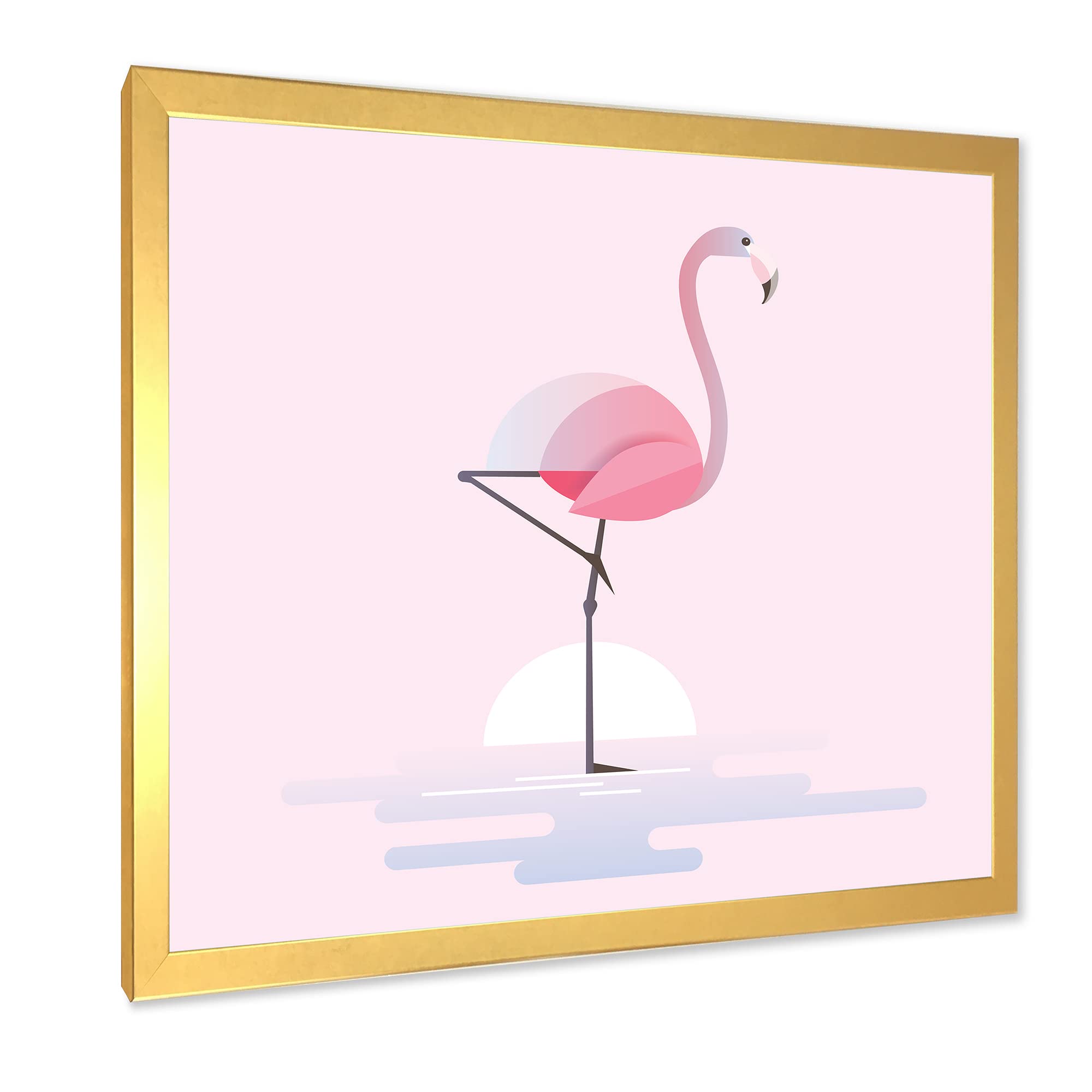 DesignQ Standing Pink Flamingo Framed Wall Art - Tropical Farmhouse Decor for Living Room, Bedroom & Bathroom