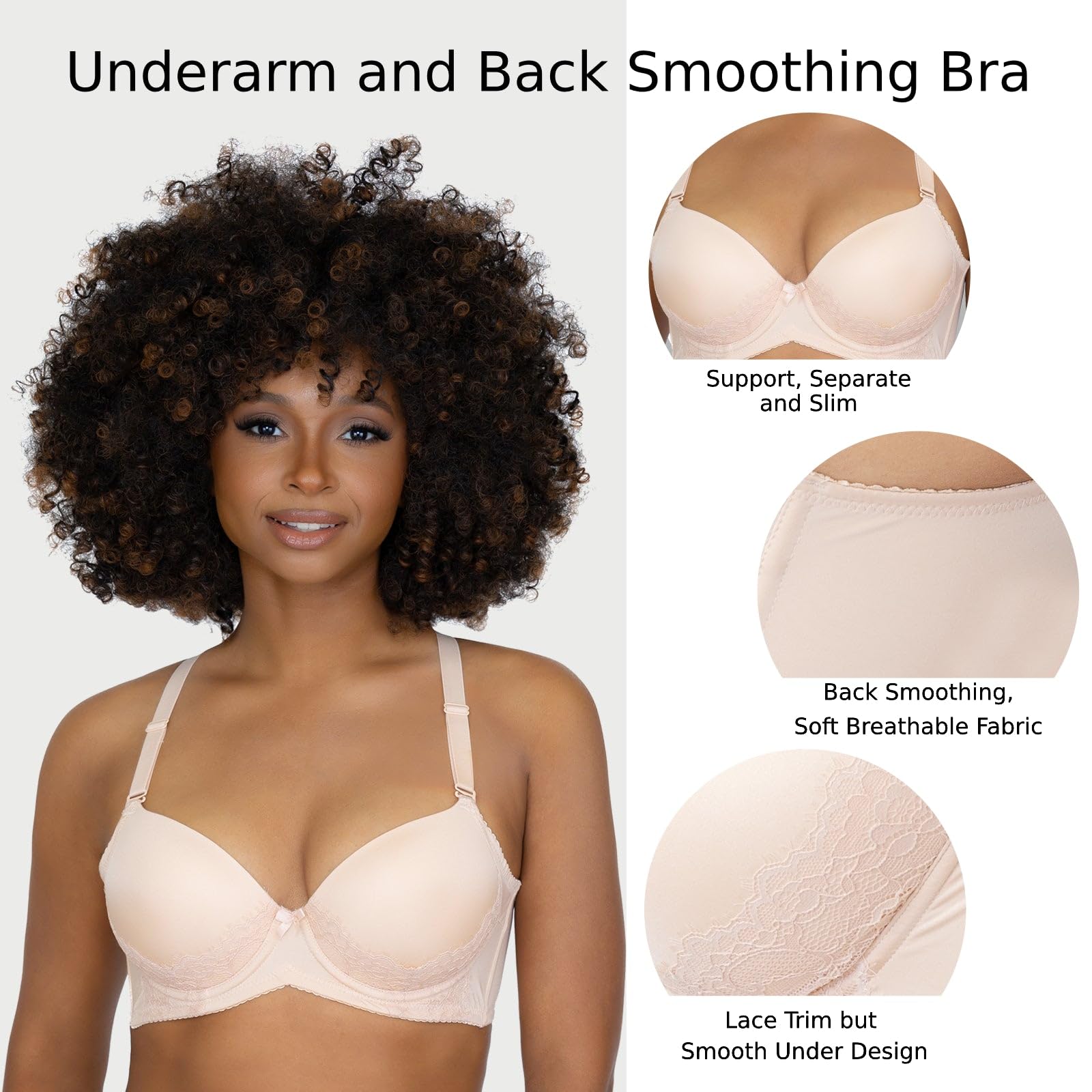 FINALLYBRA Push Up Bras for Women - Robust Support, Side Smoothing, Full Coverage Underwire T-Shirt Bra | Comfortable & Sexy Everyday Wear for Work, Gym & Date Night