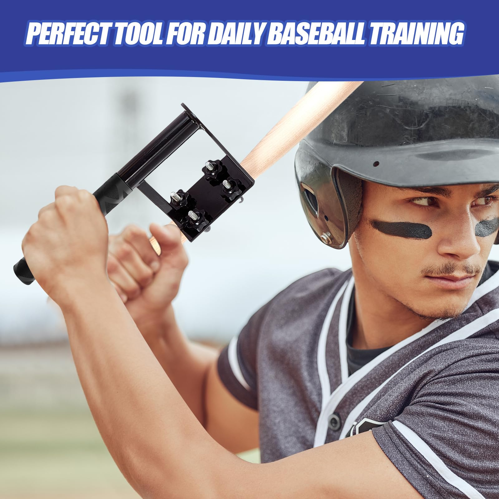 Meooeck Baseball Swing Trainer - Metal Batting Practice Aid for Baseball & Softball Players | Barrel Control Training Device | Improve Hitting Skills | Perfect for Home, Field & Cage Practice (Black)