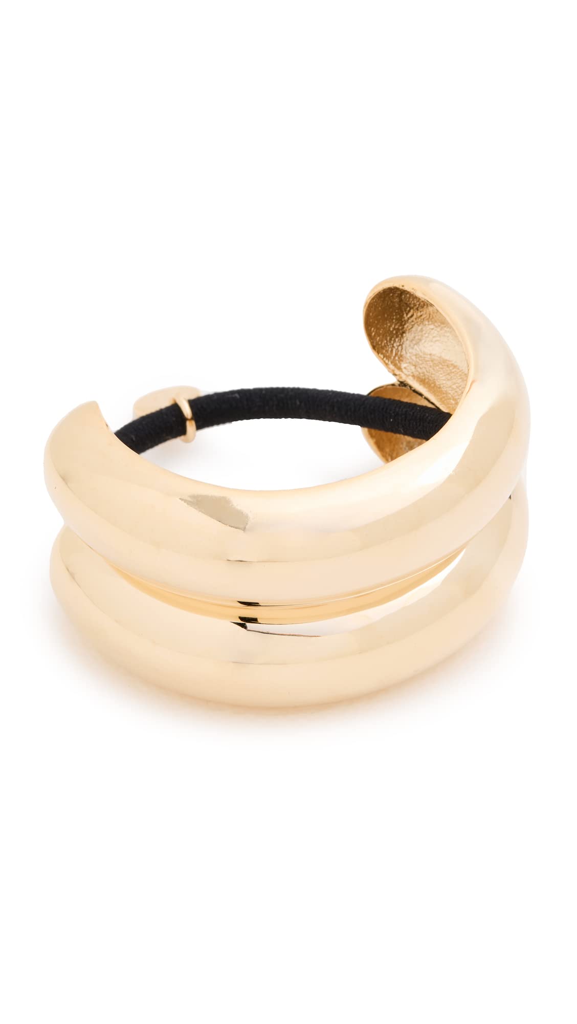 LELET NY Women's Glossy Double Arch Ponytail Hair Tie - Gold Hair Accessories for Women, One Size - Perfect for Work, Gym, Party & Everyday Hairstyles