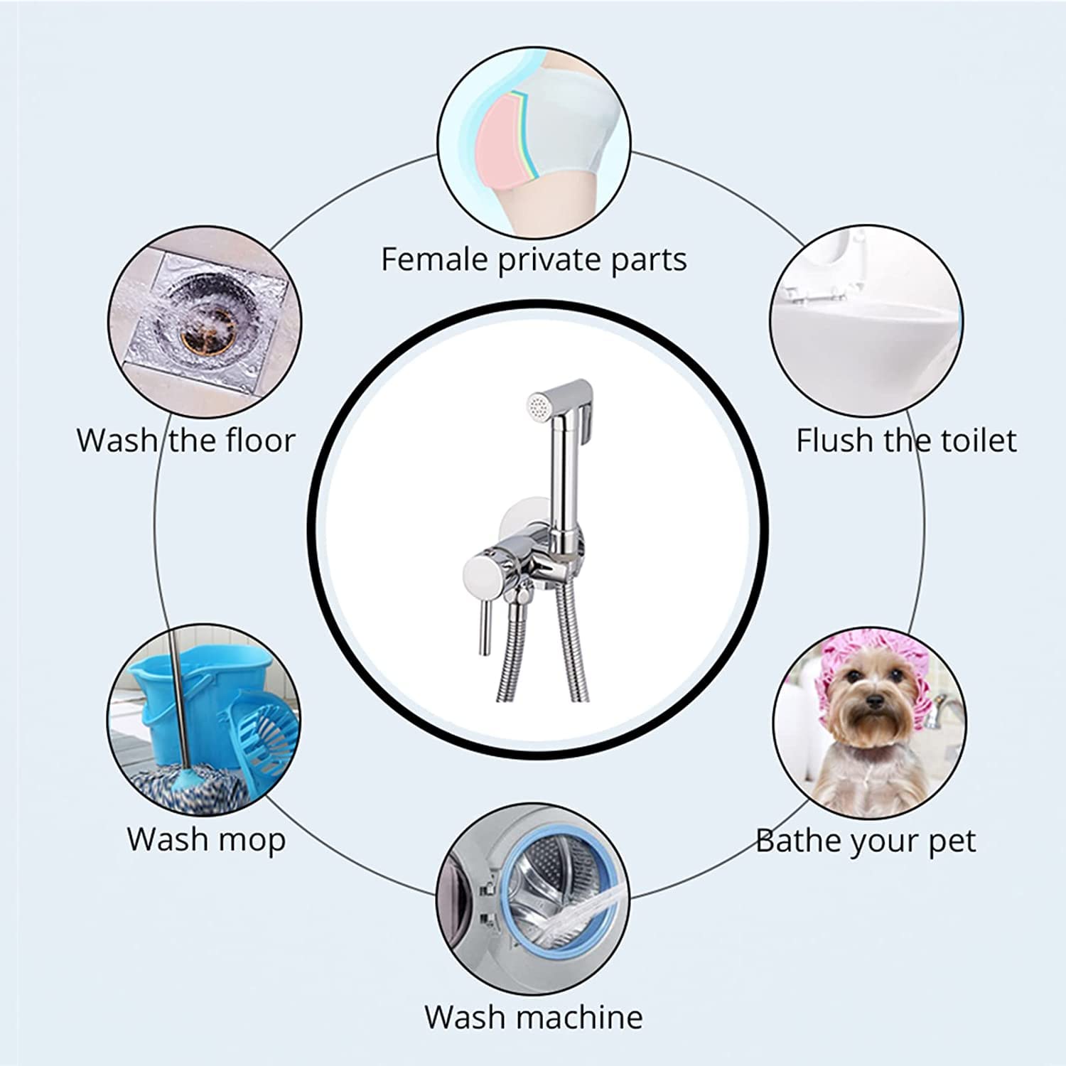 Portable Brass Handheld Bidet Sprayer for Toilet - Hot & Cold Water Diaper Sprayer with Hose, Easy Install Chrome Finish - Perfect for Baby Cloth Diaper Cleaning & Feminine Hygiene