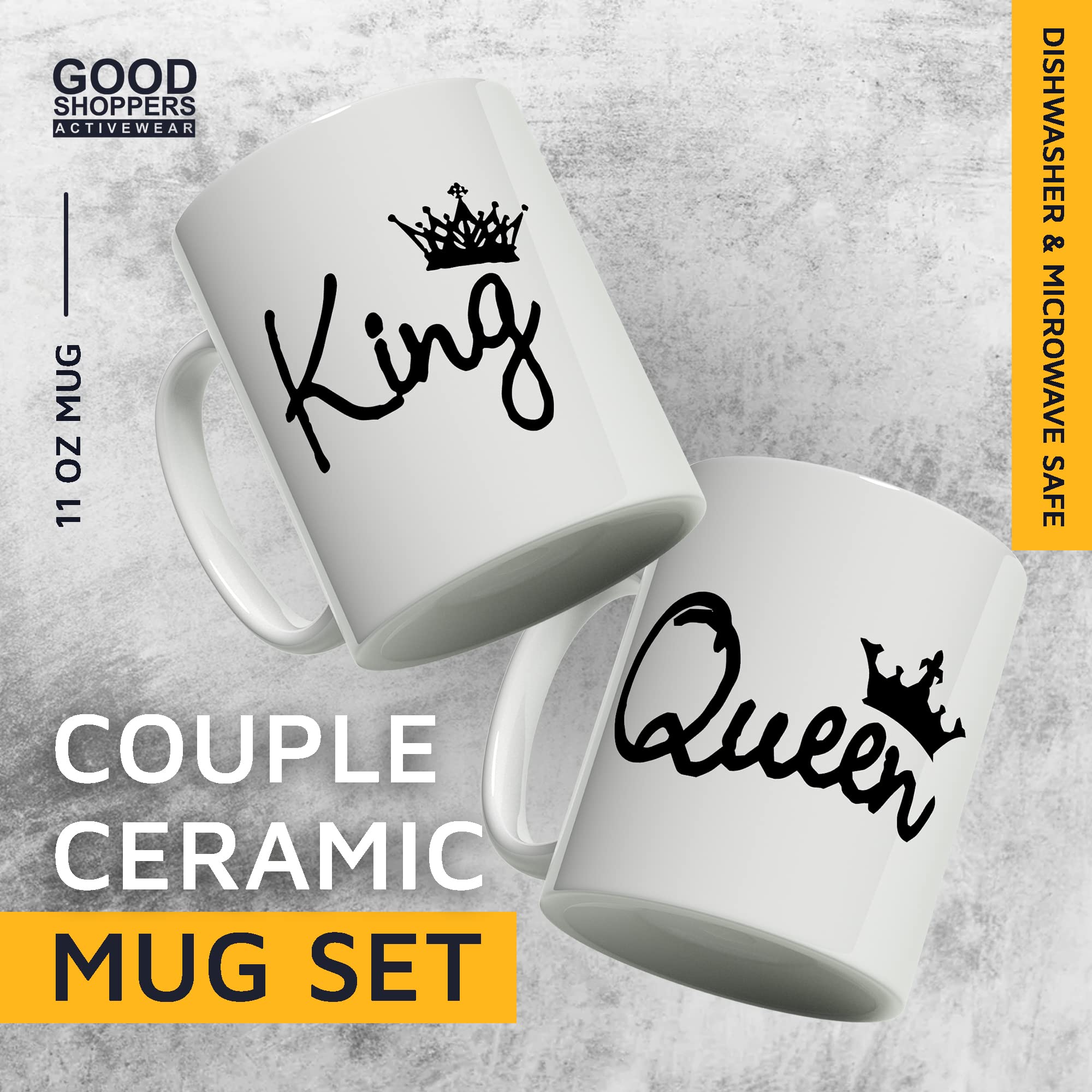 Funny King Queen Couples Mug Set - 11OZ Ceramic Coffee Cup for Boyfriend, Girlfriend, Husband & Wife - Perfect for Valentine's Day, Anniversary & Romantic Gifts - Cute Couple Mugs for Coffee, Tea & Hot Chocolate at Home