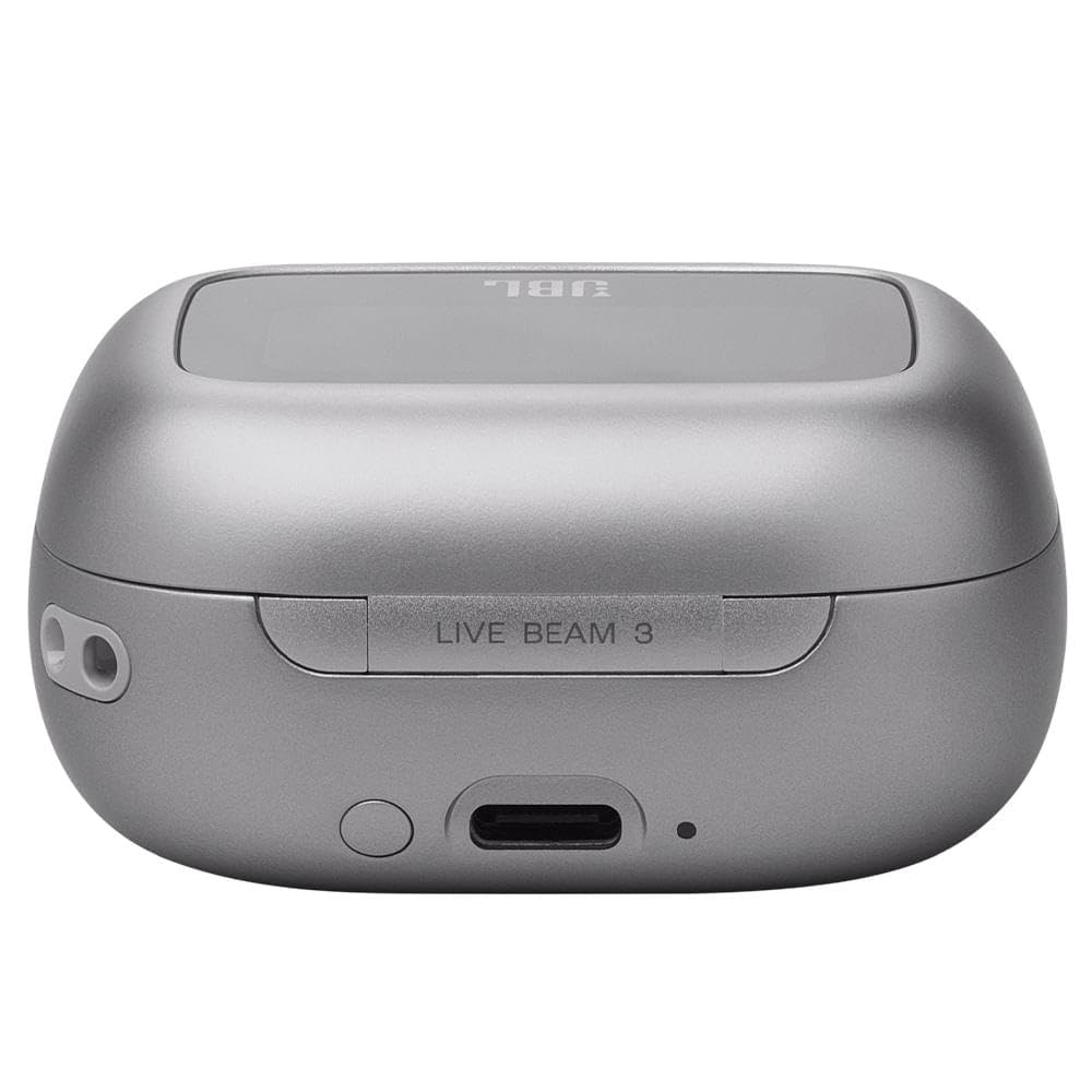 JBL Live Beam 3 True Wireless Bluetooth Earbuds - 48H Battery, Adaptive Noise Cancelling, Hi-Res Audio, IP55 Waterproof, Silver | Perfect for Workouts, Commuting & Travel