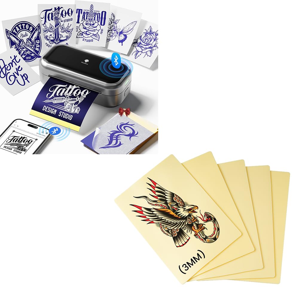 Phomemo TP31 Wireless Tattoo Printer Kit with 50 Practice Skins - Portable Tattoo Stencil Machine for Beginners & Professionals, Perfect for Tattoo Practice, Art Design & Body Art Studio Use