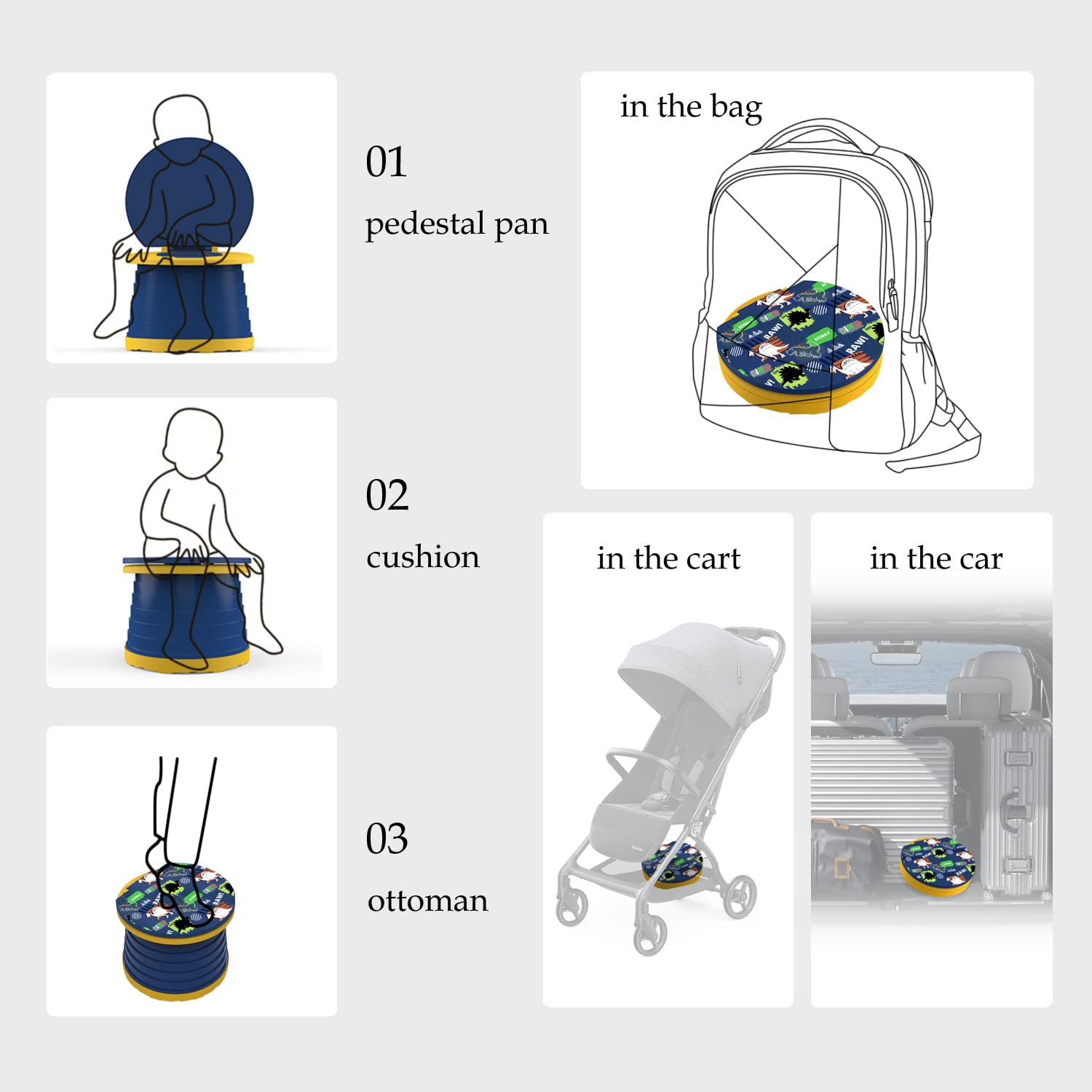 Foldable Travel Potty Seat for Toddlers & Kids - Portable Toilet Chair for Camping, Parks, Indoor & Outdoor Use - Easy On-The-Go Solution (Blue) | Perfect for Road Trips, Air Travel & Emergency Situations