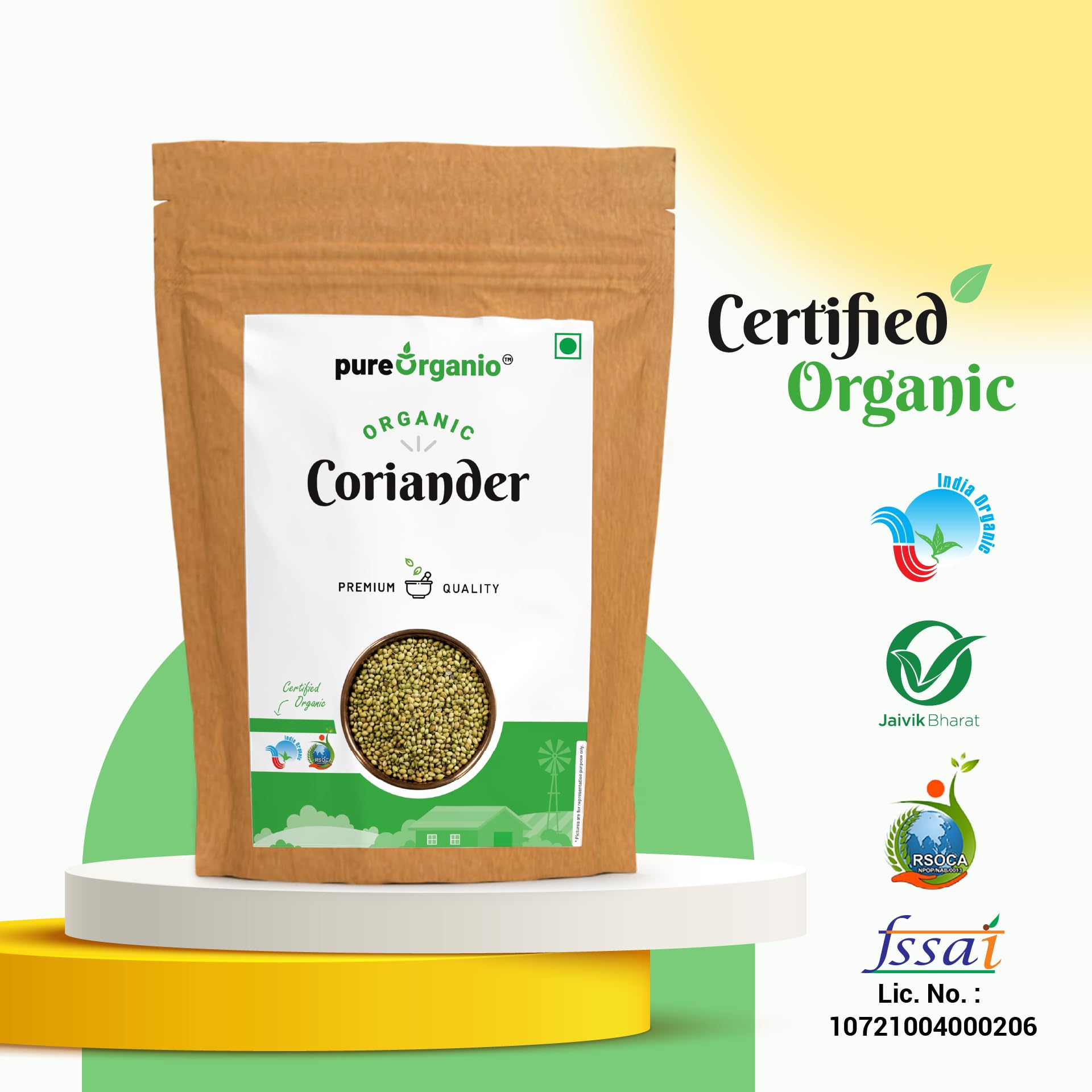 Organic Coriander Seeds (Dhaniya) - 1 KG - Pure Organio - Premium Quality for Cooking, Indian Cuisine & Herbal Tea - Perfect for Spice Blends, Curry & Home Remedies