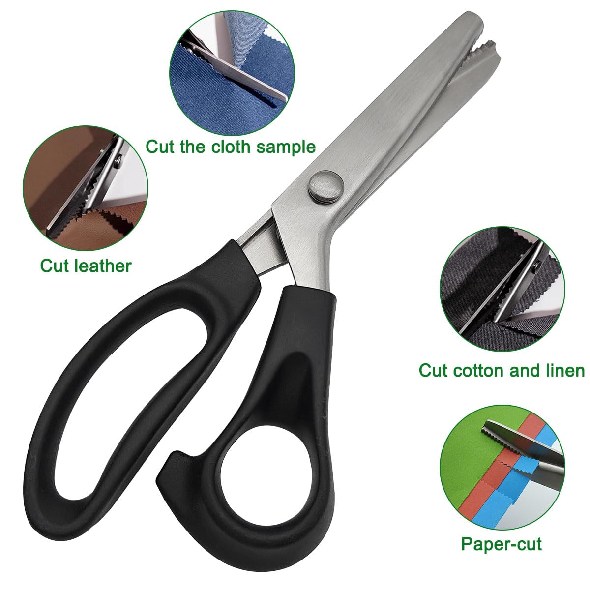2 Pack lyfLux Pinking Shears Scissors - Professional Fabric Scissors with 3mm Zig Zag & Rounded Teeth for Sewing, Crafting, Paper Cutting, Leather - Perfect for Quilting, DIY Projects & Dressmaking