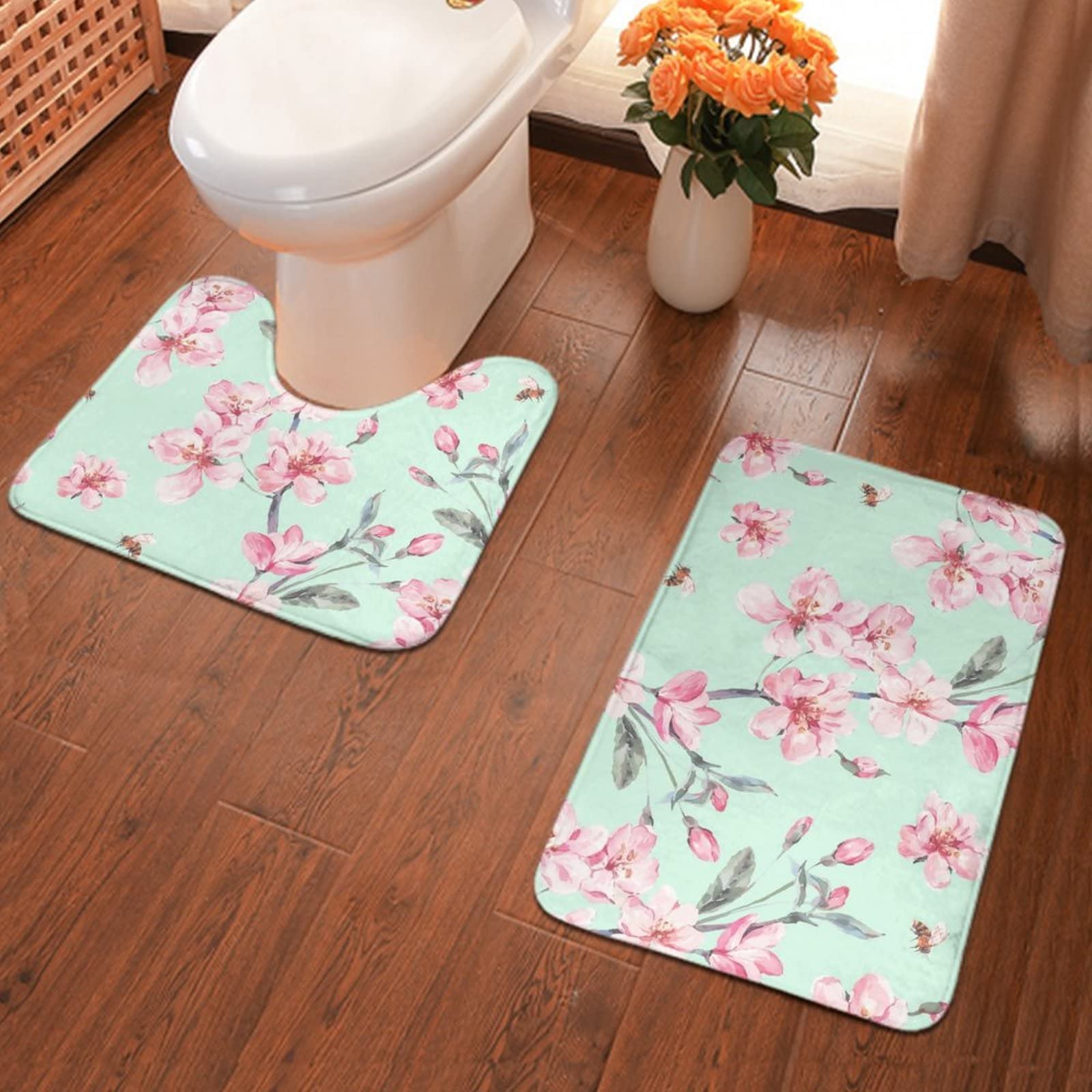 SWEET TANG 2-Piece Non-Slip Memory Foam Bath Rug Set - 15.7