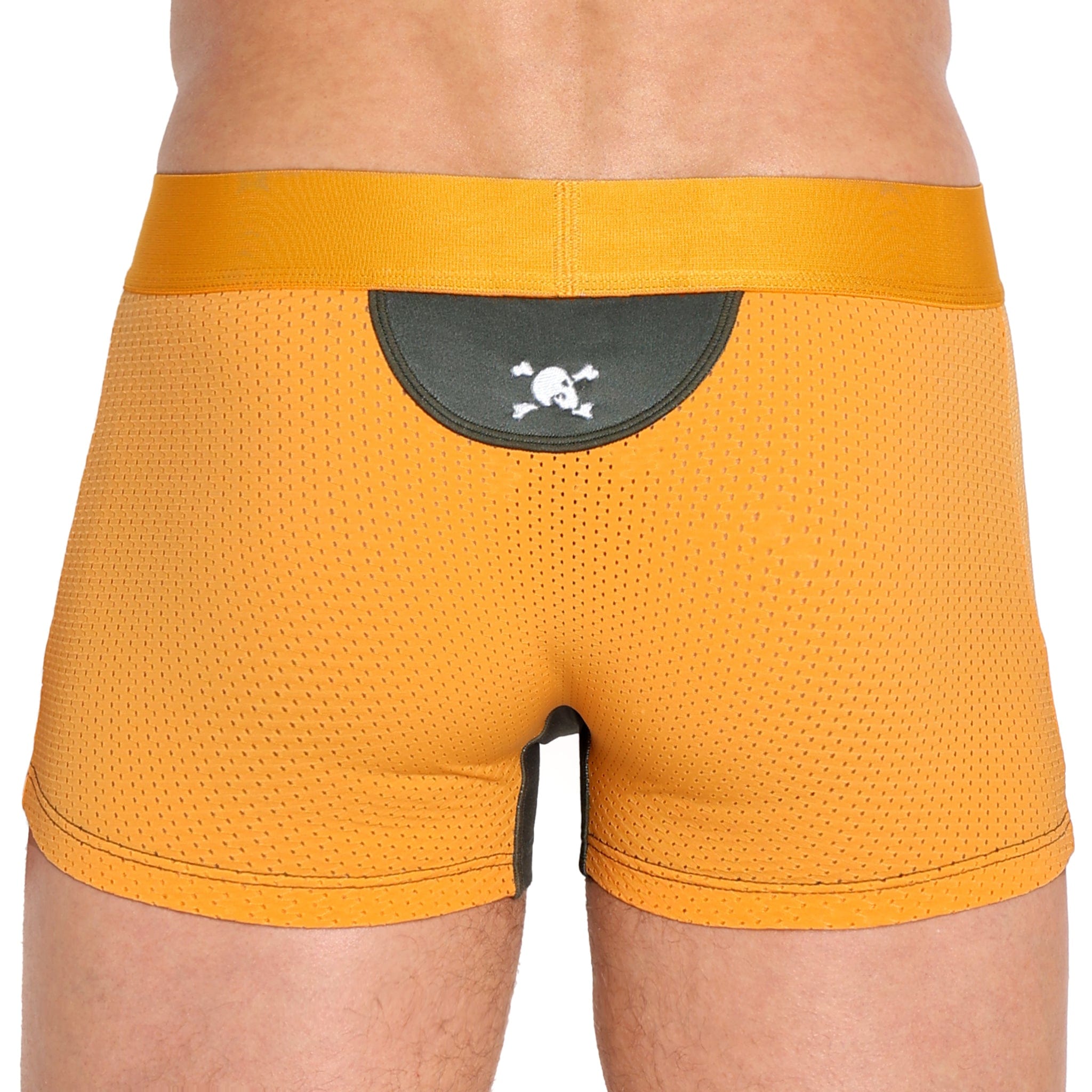Men's Orange Performance Mesh Trunk Underwear - Breathable Quick-Dry Boxer Briefs for Sports & Active Lifestyle