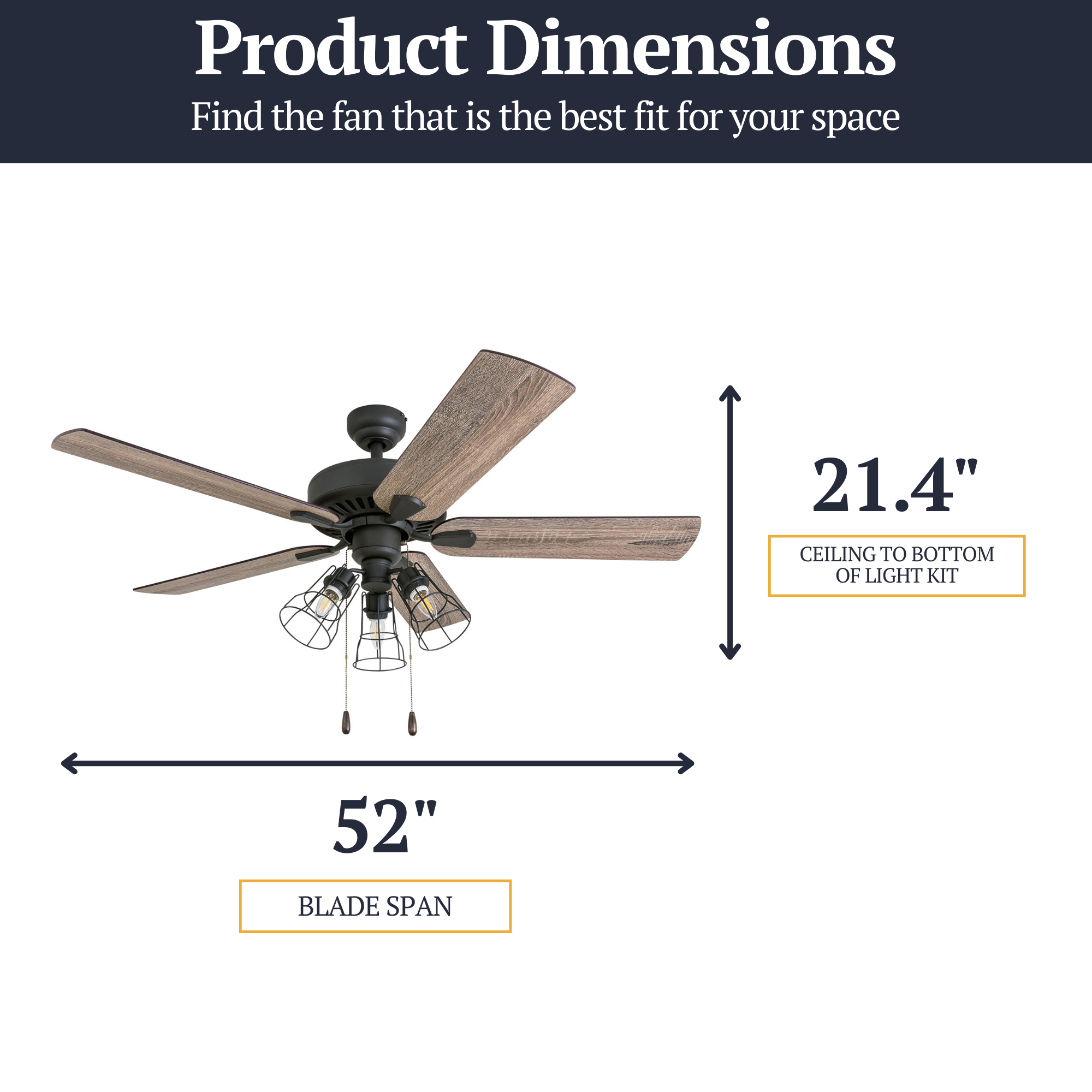 52 Inch Bronze Inland Seas Ceiling Fan with Pull Chain - Perfect for Living Room, Bedroom, and Outdoor Patio Cooling