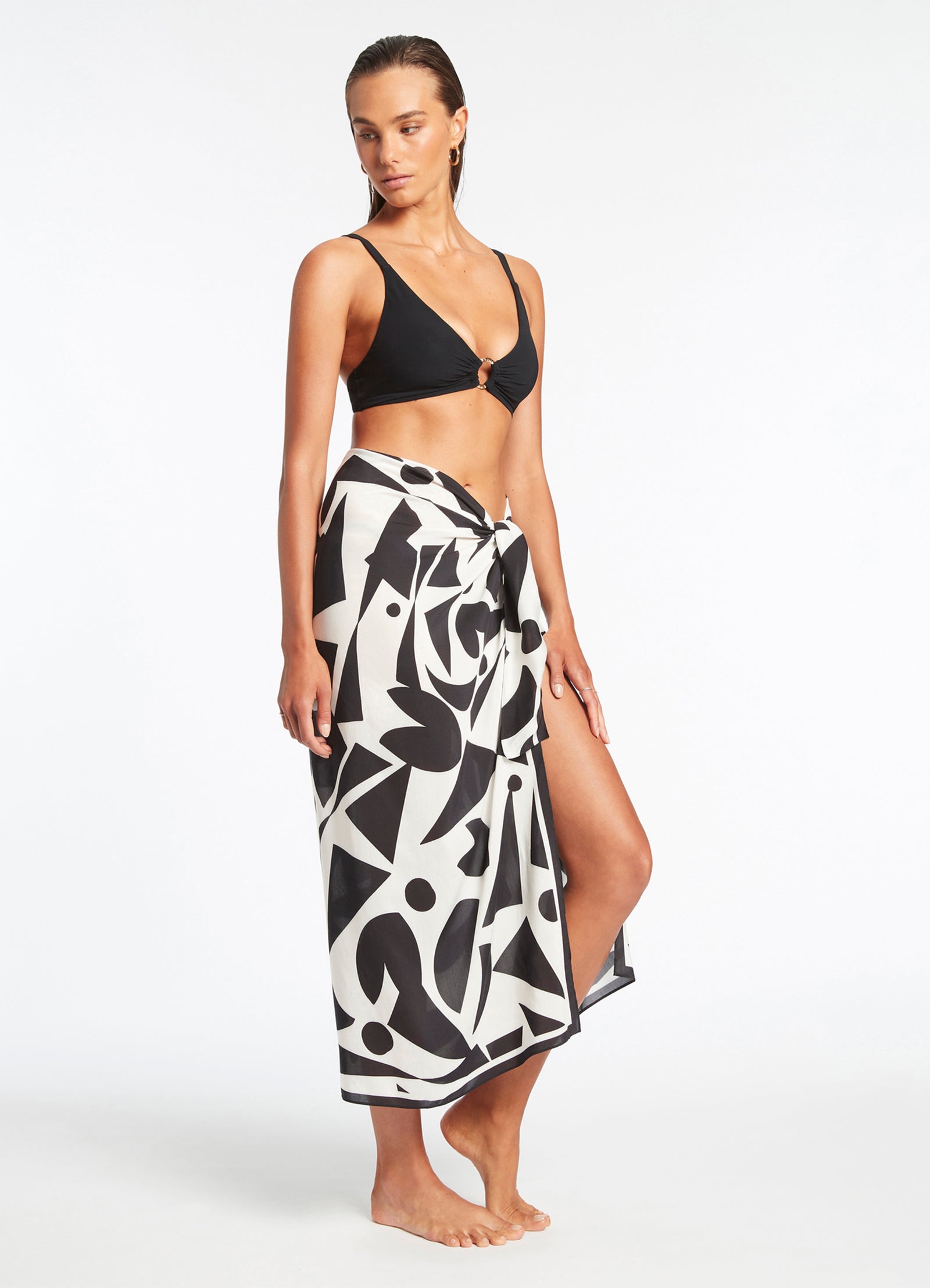 D'Orsay Sarong - Elegant Cream Wrap Skirt for Women - Perfect for Beach, Pool, and Summer Vacations