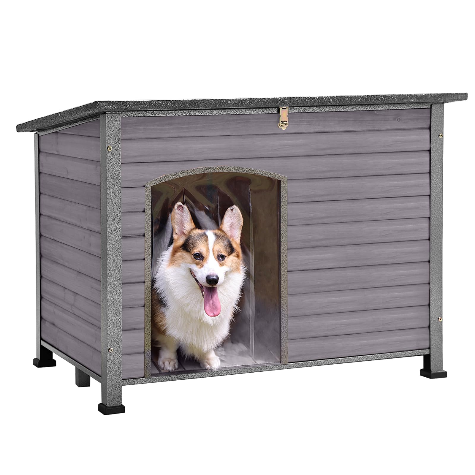 GUTINNEEN Chew Proof Dog House with Metal Iron Frame - Durable Outdoor Dog Kennel for Small, Medium & Large Dogs - Indoor Dog Cage (43.3