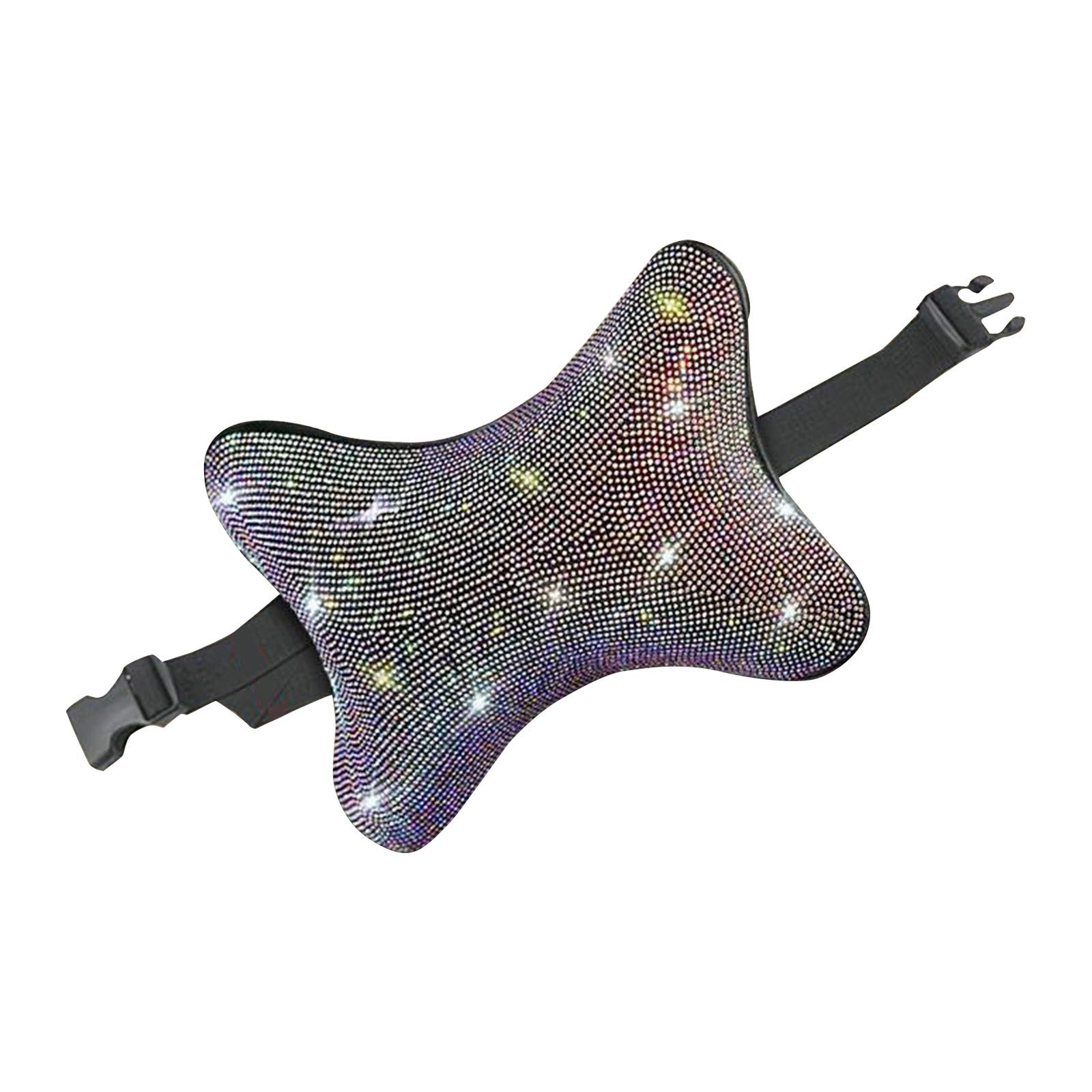Black Rhinestone Car Seat Headrest Pillow - Crystal Decor Cushion for Car, Office Chair, Rocking Chair & Home Decor - Comfortable Neck Support Accessory (One Size)