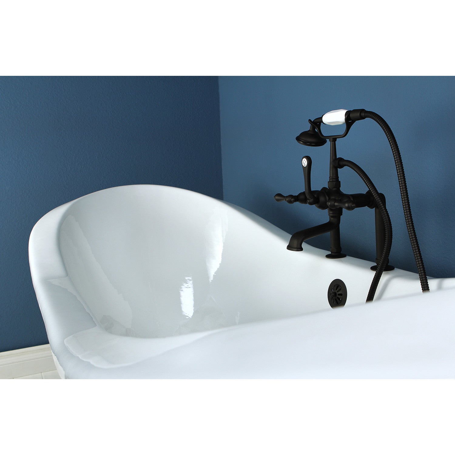 Aqua Eden 72 Inch White Cast Iron Oval Double Slipper Clawfoot Bathtub with Oil Rubbed Bronze Finish - 7 Inch Faucet Drillings - Vintage Freestanding Tub for Luxurious Bathroom & Spa Retreat