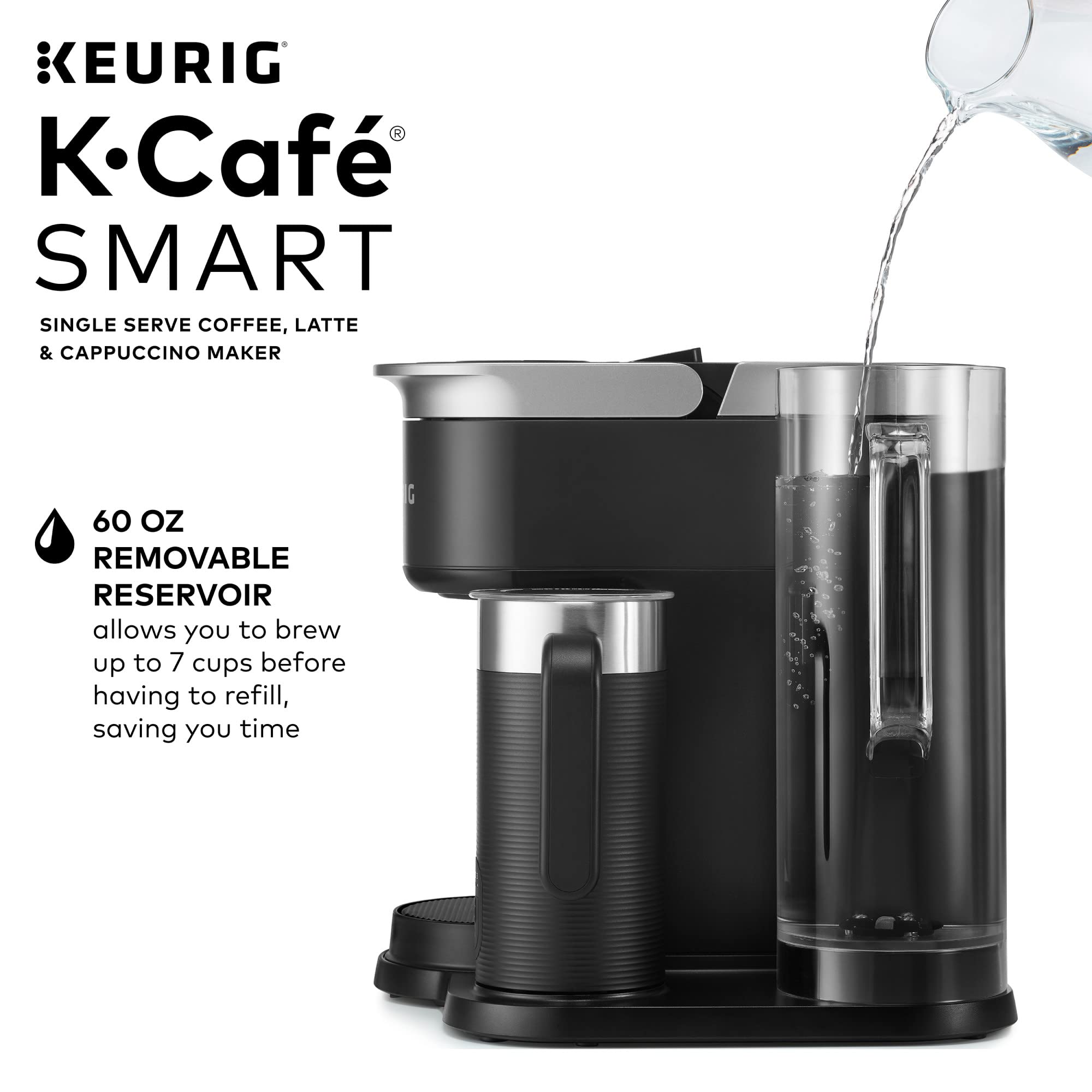 Keurig K-Cafe SMART Single Serve K-Cup Pod Coffee Maker - Latte & Cappuccino Maker, Black | Perfect for Home, Office & Small Spaces | Brews Coffee, Lattes & Iced Drinks