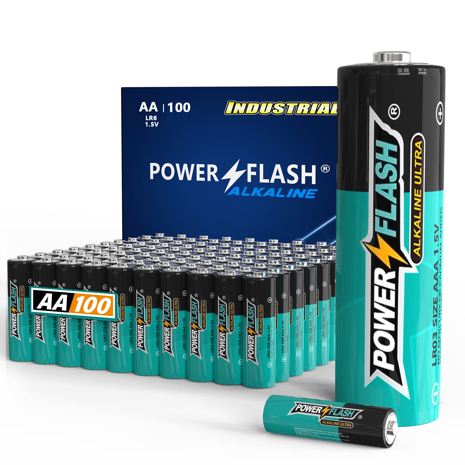 Ultra Long-Lasting AAA Alkaline Batteries - 100 Count Industrial Pack with Fresh Date - Perfect for Toys, Flashlights, Remote Controls & Electronic Devices