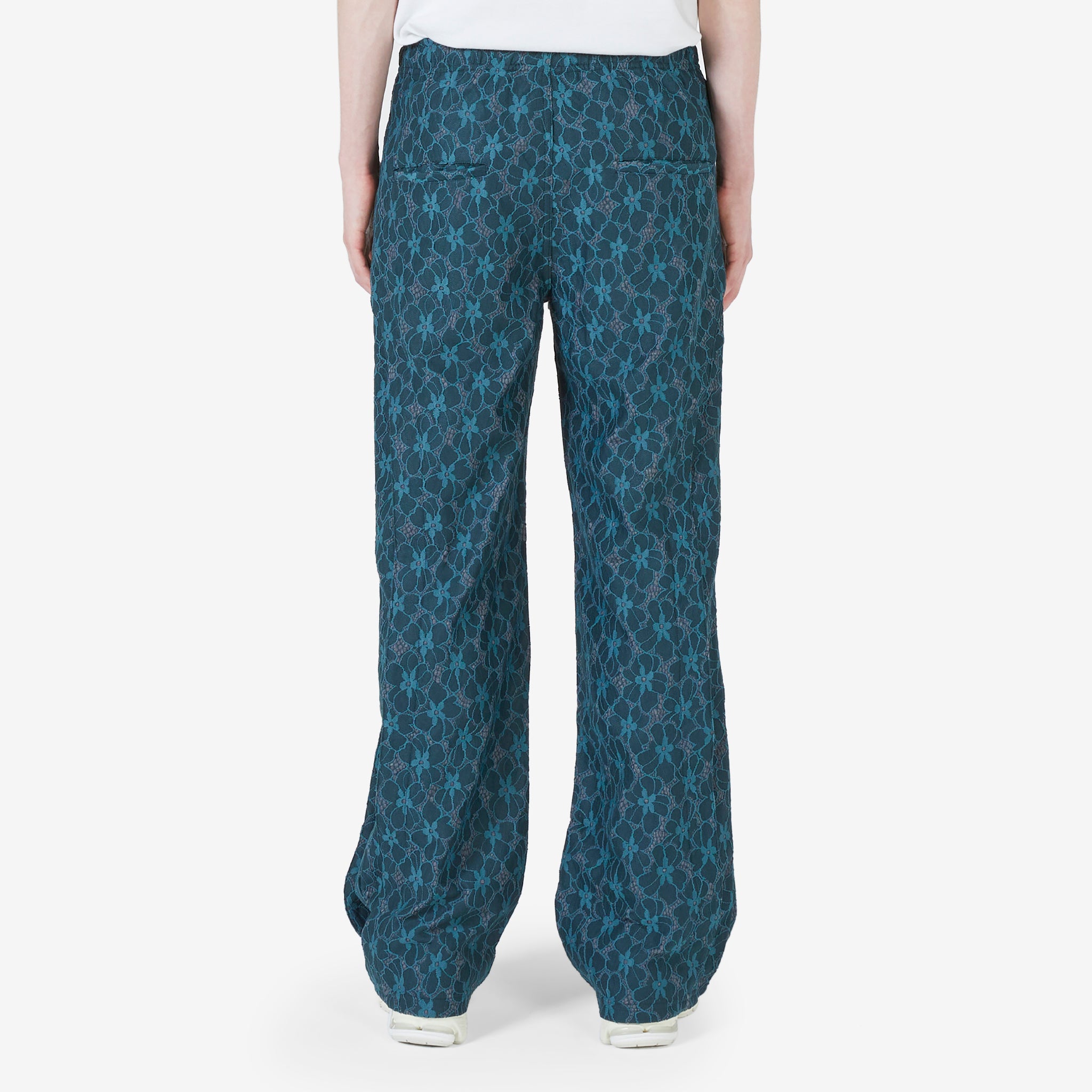 Women's Green Floral Lace Jogger Pants - Stylish Comfortable Lounge Pants for Yoga, Running & Casual Wear