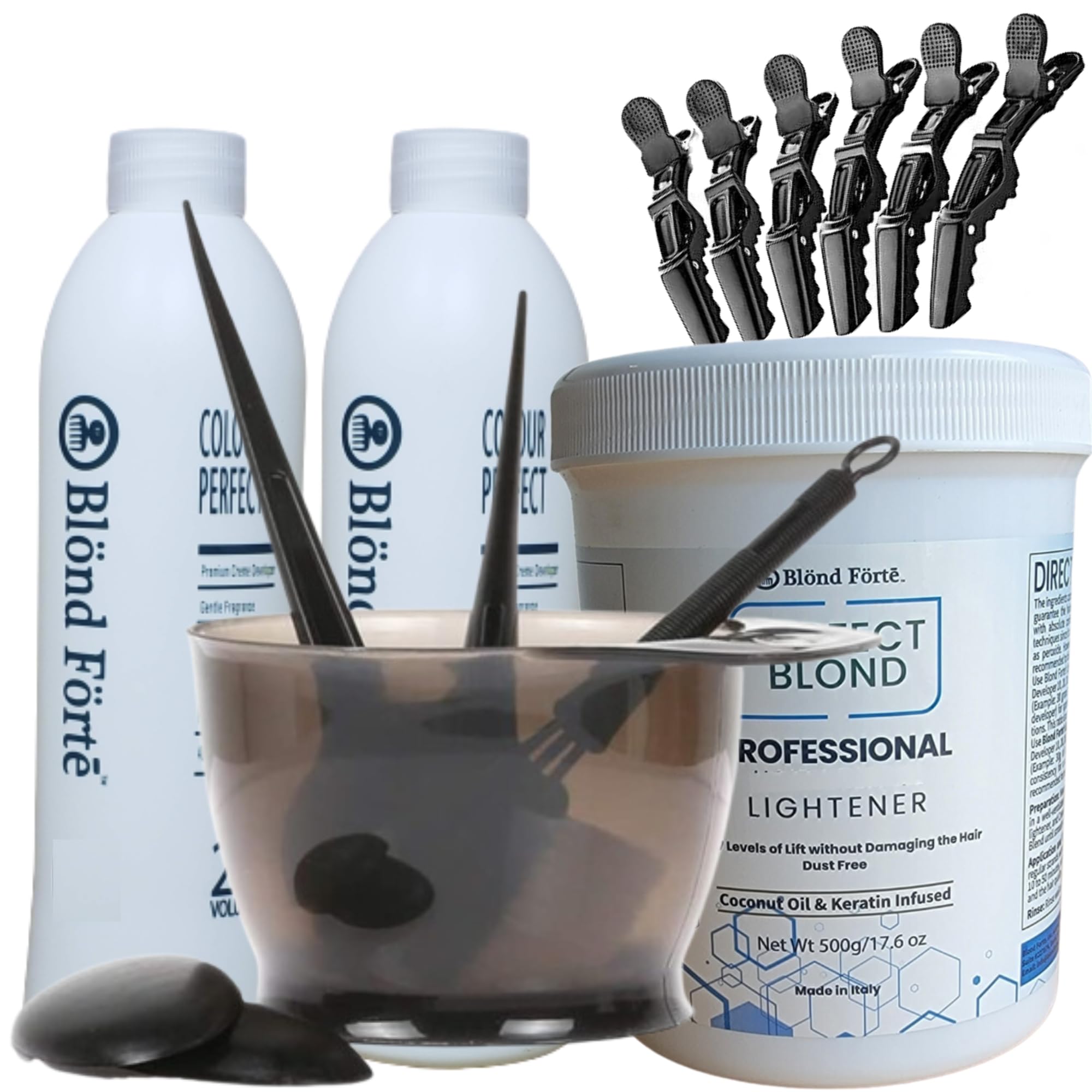 1.1 Pound Premium White Toner Dye Hair Bleach Powder Lightener Kit with 13.5oz 9% 40 Vol Developer - Professional Hair Lightening & Bleaching for Salon & DIY Use at Home (Blue Lightening Powder)