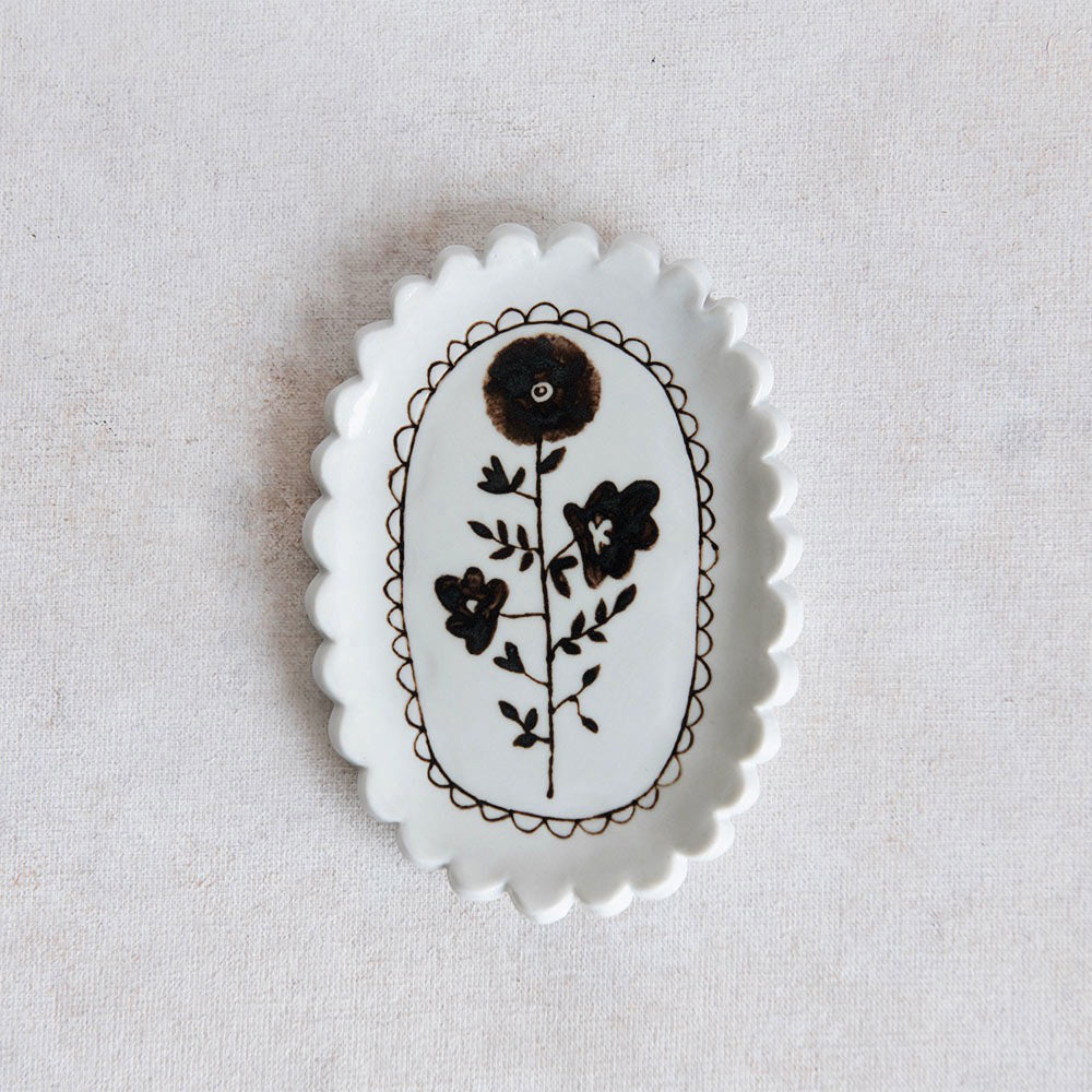 Hand Painted Porcelain Posy Tray - Elegant Floral Decor for Home, Wedding, and Gift Giving - Perfect for Jewelry Display, Table Centerpiece, and Bathroom Organizer